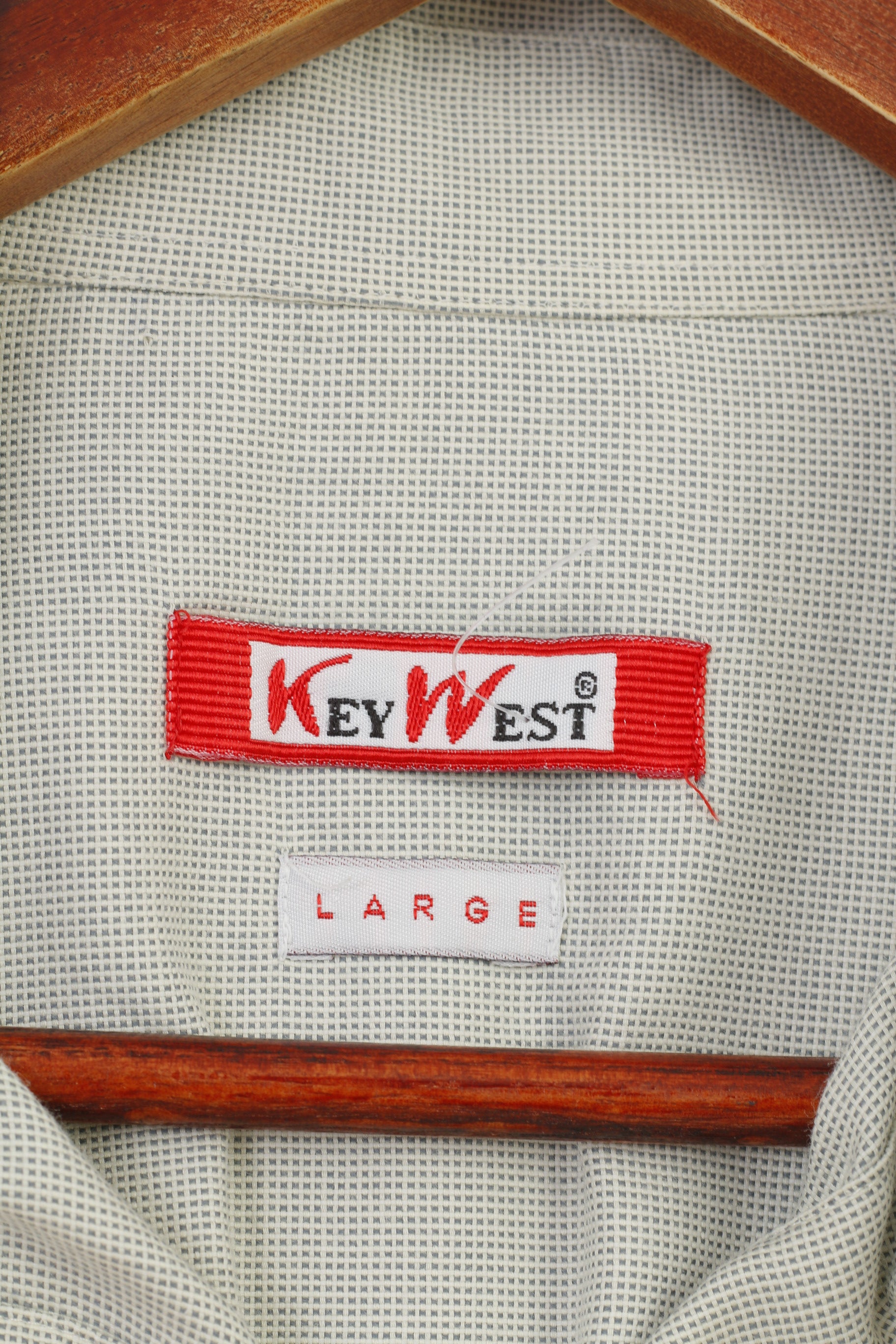 Key West Uomo L 2XL Camicia casual Top a maniche corte in cotone con bottoni dettagliati a quadretti verdi