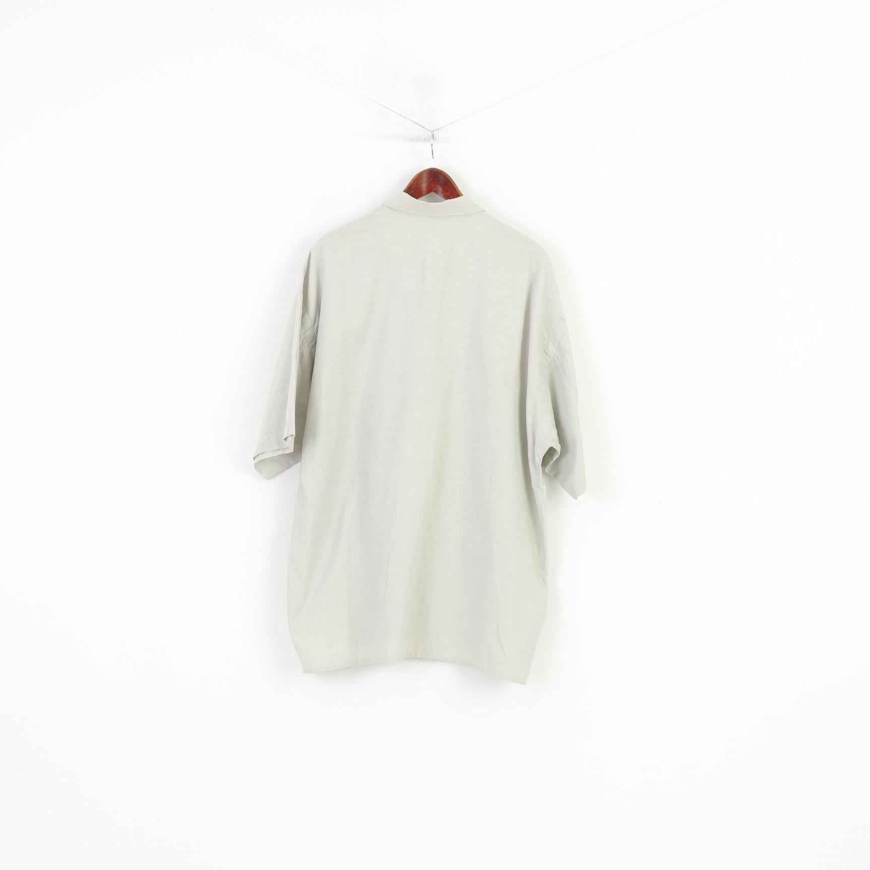 Key West Uomo L 2XL Camicia casual Top a maniche corte in cotone con bottoni dettagliati a quadretti verdi