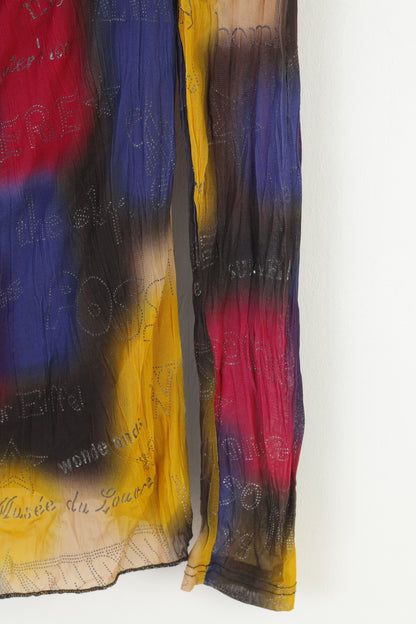 Hypnosy Tunique Femme Multicolore Manches Longues Élastique Maille Abstraite Vintage Summera Paillettes Top