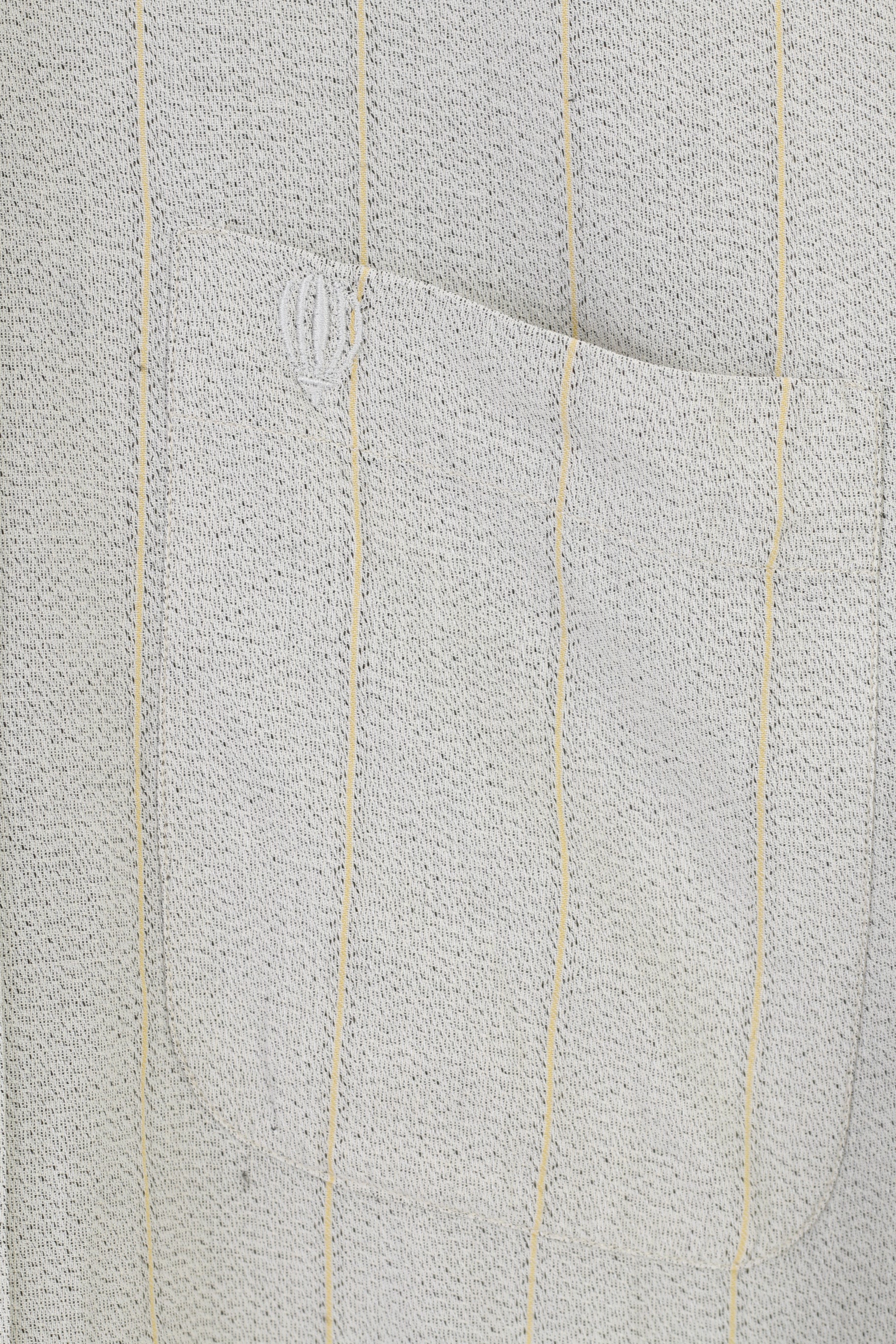 Cacharel Homme 16 41 M Chemise Décontractée Rayée Gris Clair Col Boutonné Haut à Manches Longues