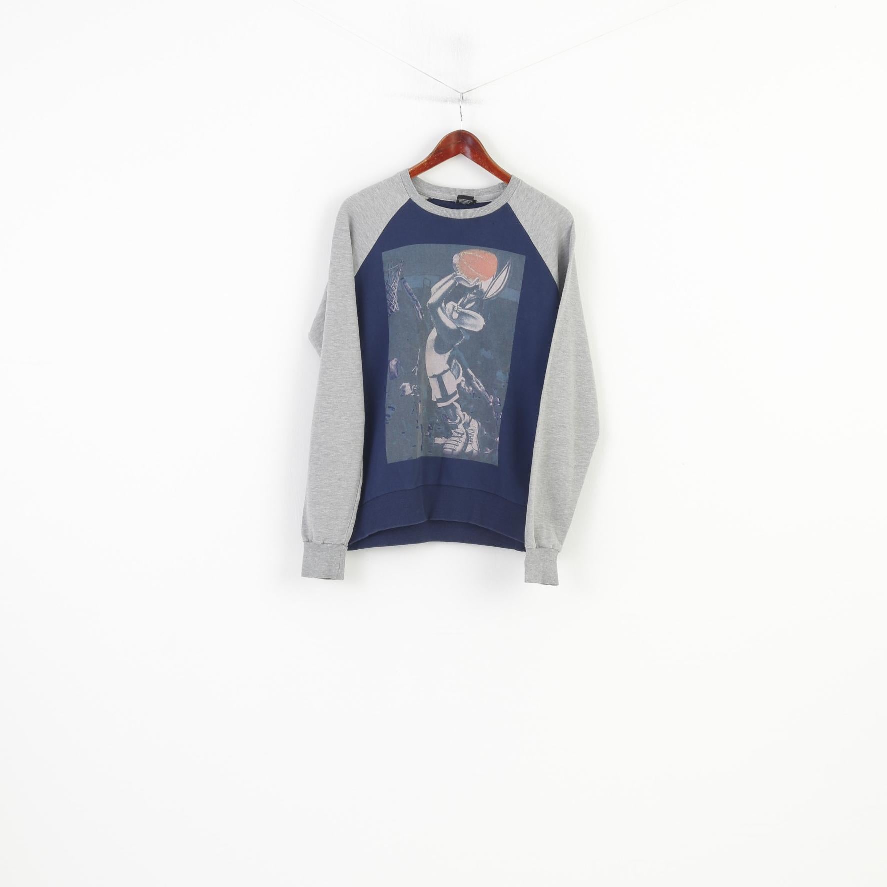 Cedar Wood State Women XL Sweatshirt Grey Navy Cotton Looney Tunes Bunny Crew Neck Vintage Top