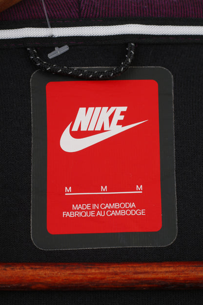 Nike Donna M Canotta Bodywarmer con cappuccio viola Cerniera intera Abbigliamento sportivo Tasche Capispalla Top in cotone vintage