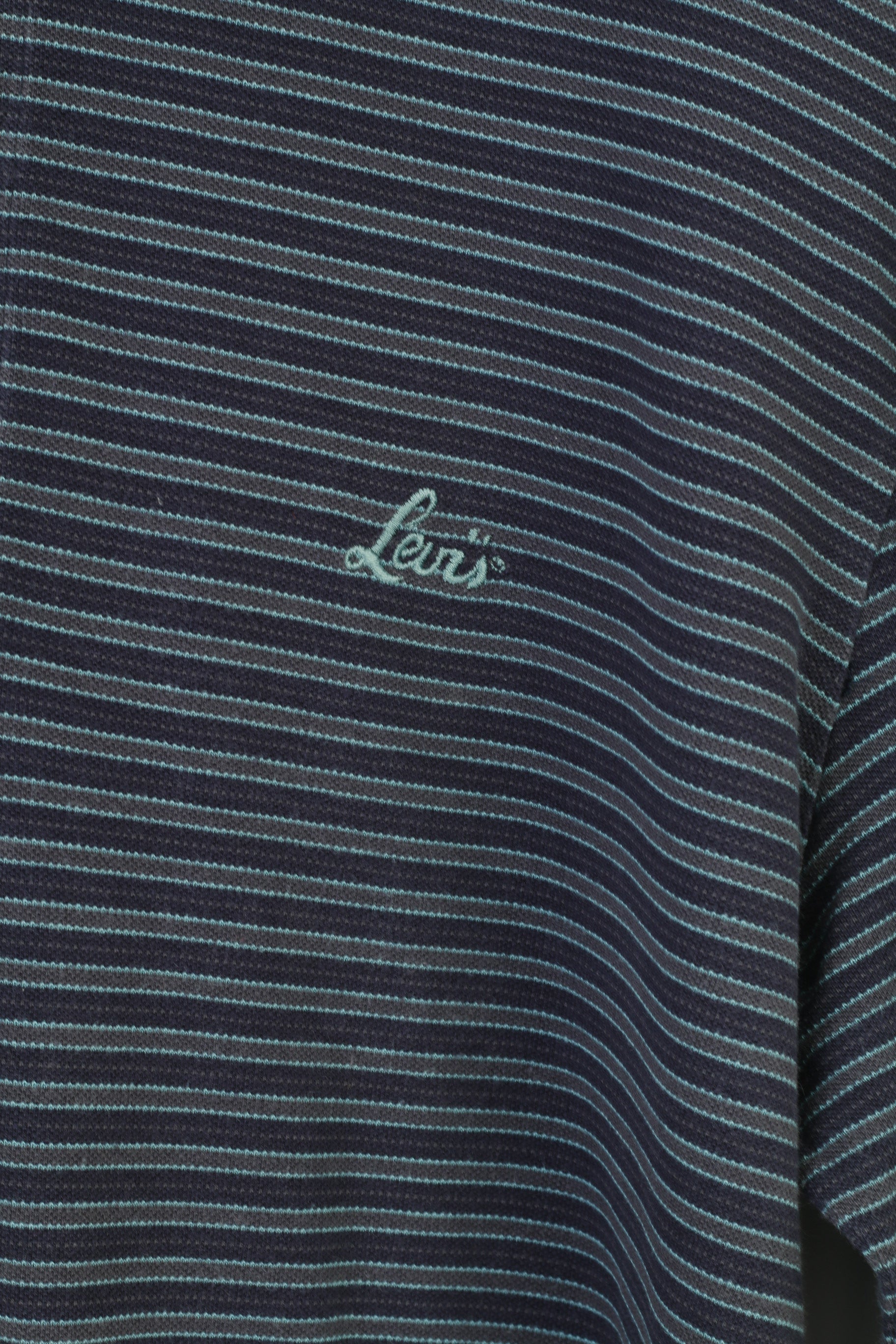 Levi Strauss & Co Men L Polo Shirt Navy Striped Long Sleeve Classic Levi's  vintage Top