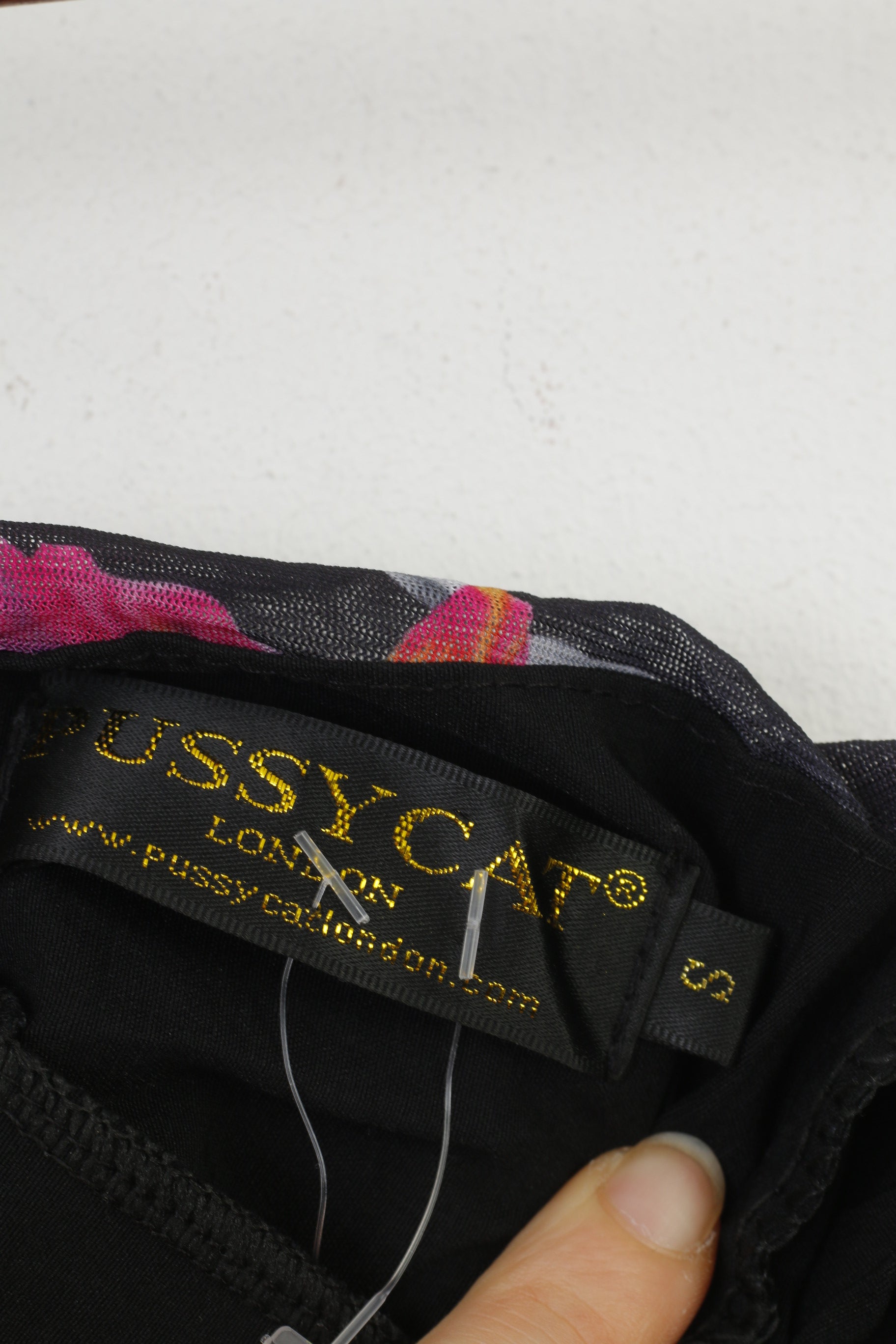 PussyCat London Mini robe rose bandeau à volants et fleurs noires pour femme