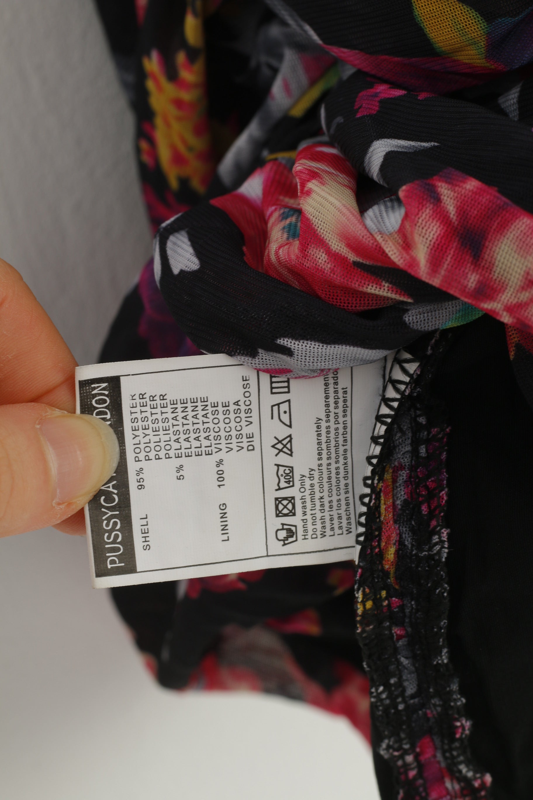 PussyCat London Mini robe rose bandeau à volants et fleurs noires pour femme