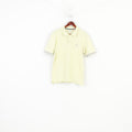Adidas Men M Polo Shirt Yellow Buttons Detailed  3 Stripes Short Sleeve Top