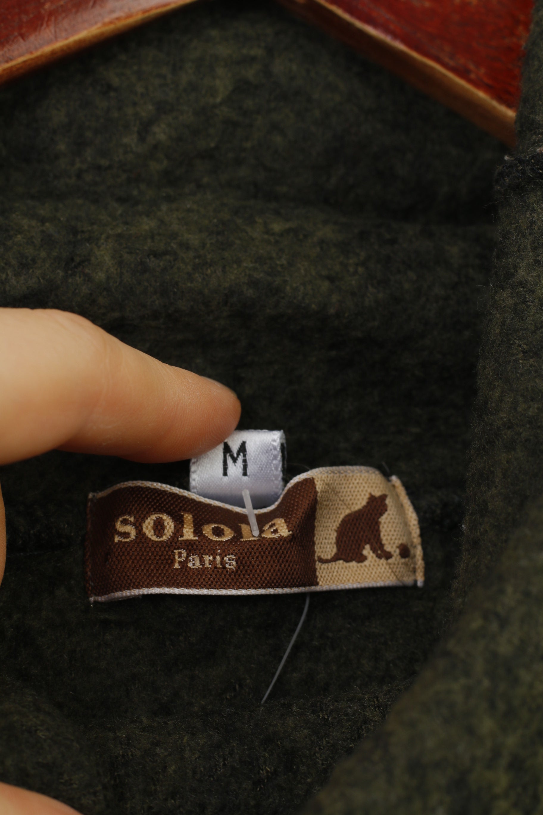 Solola Paris donna M in pile verde collo alto maglione vintage