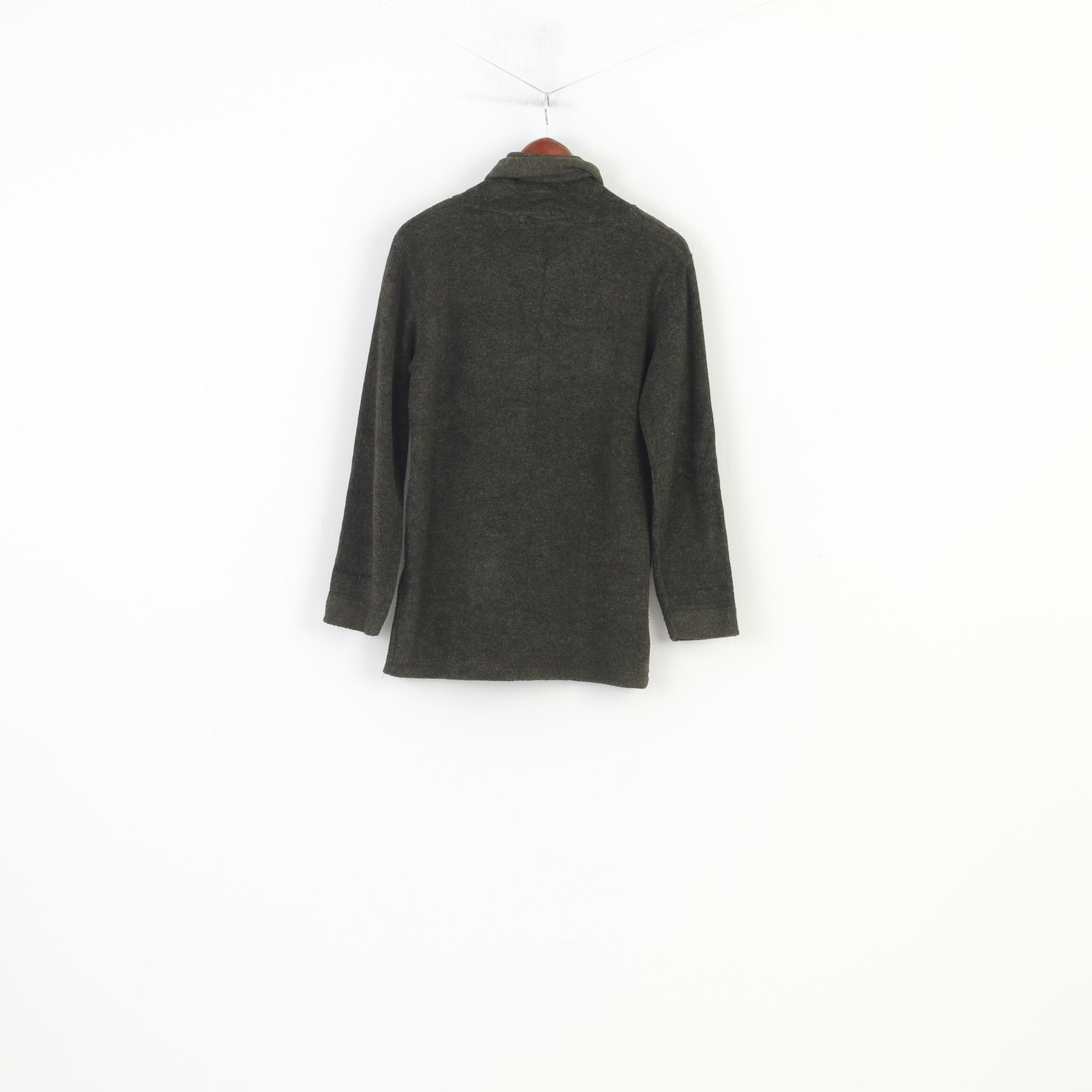 Solola Paris donna M in pile verde collo alto maglione vintage