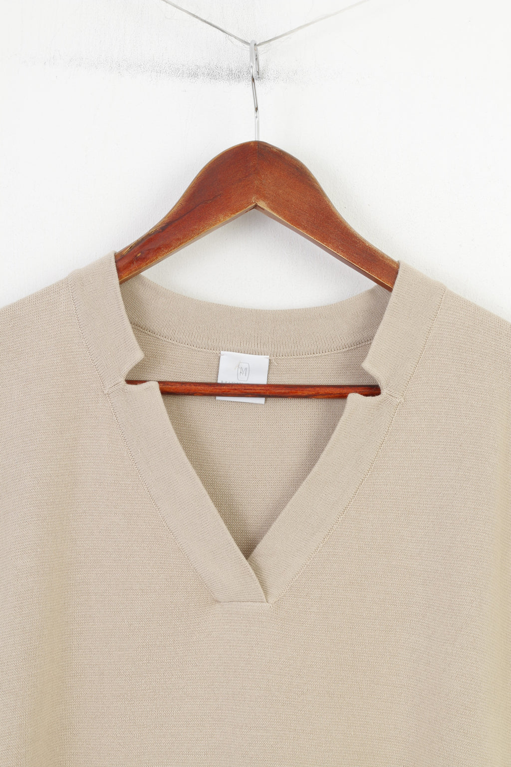 Madeleine Donna M 10/12 Canotta Camicia Beige Cotone Scollo a V Stampa geometrica