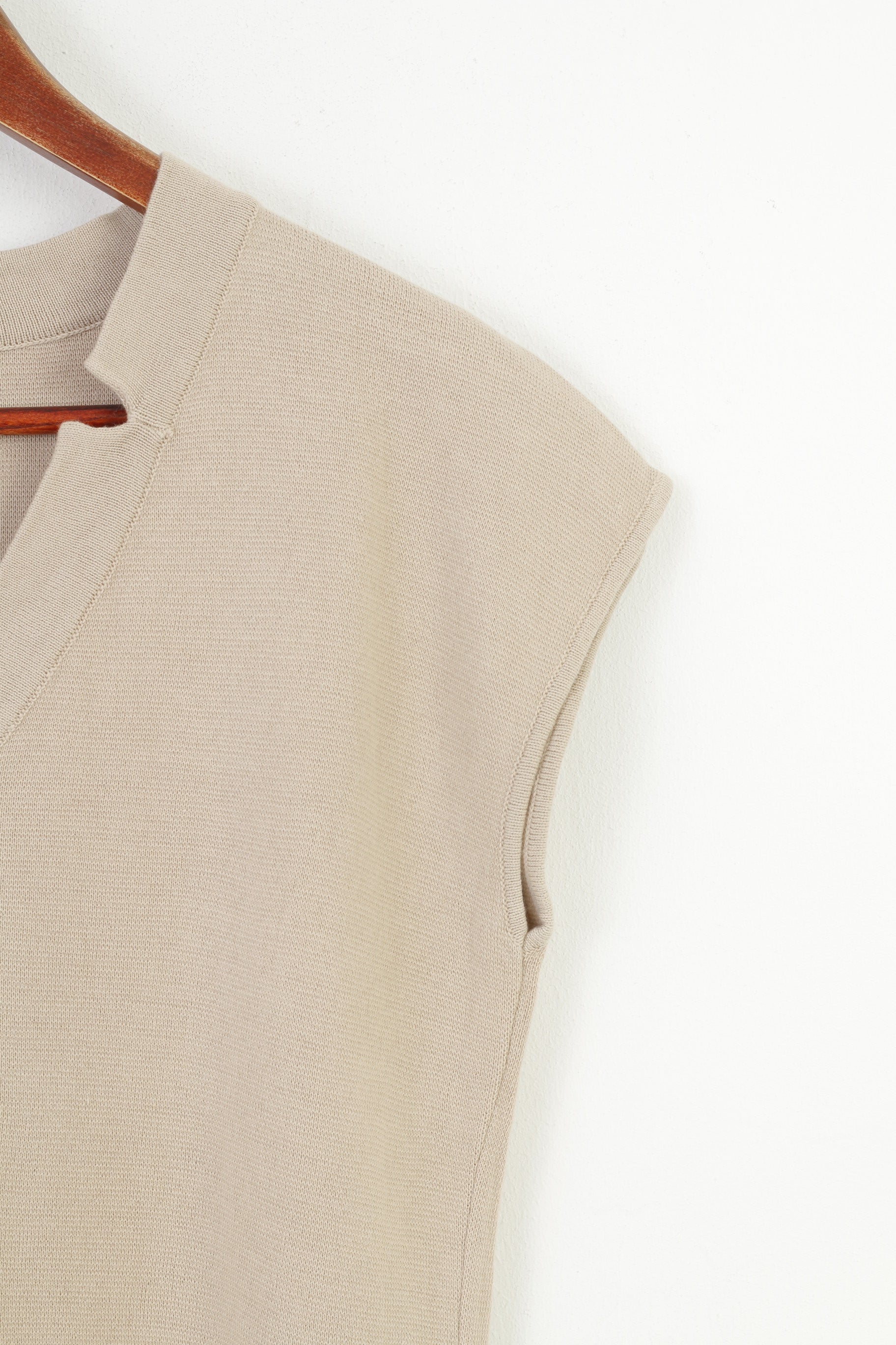 Madeleine Femme M 10/12 Gilet Chemise Beige Coton Col V Imprimé Géométrique Haut