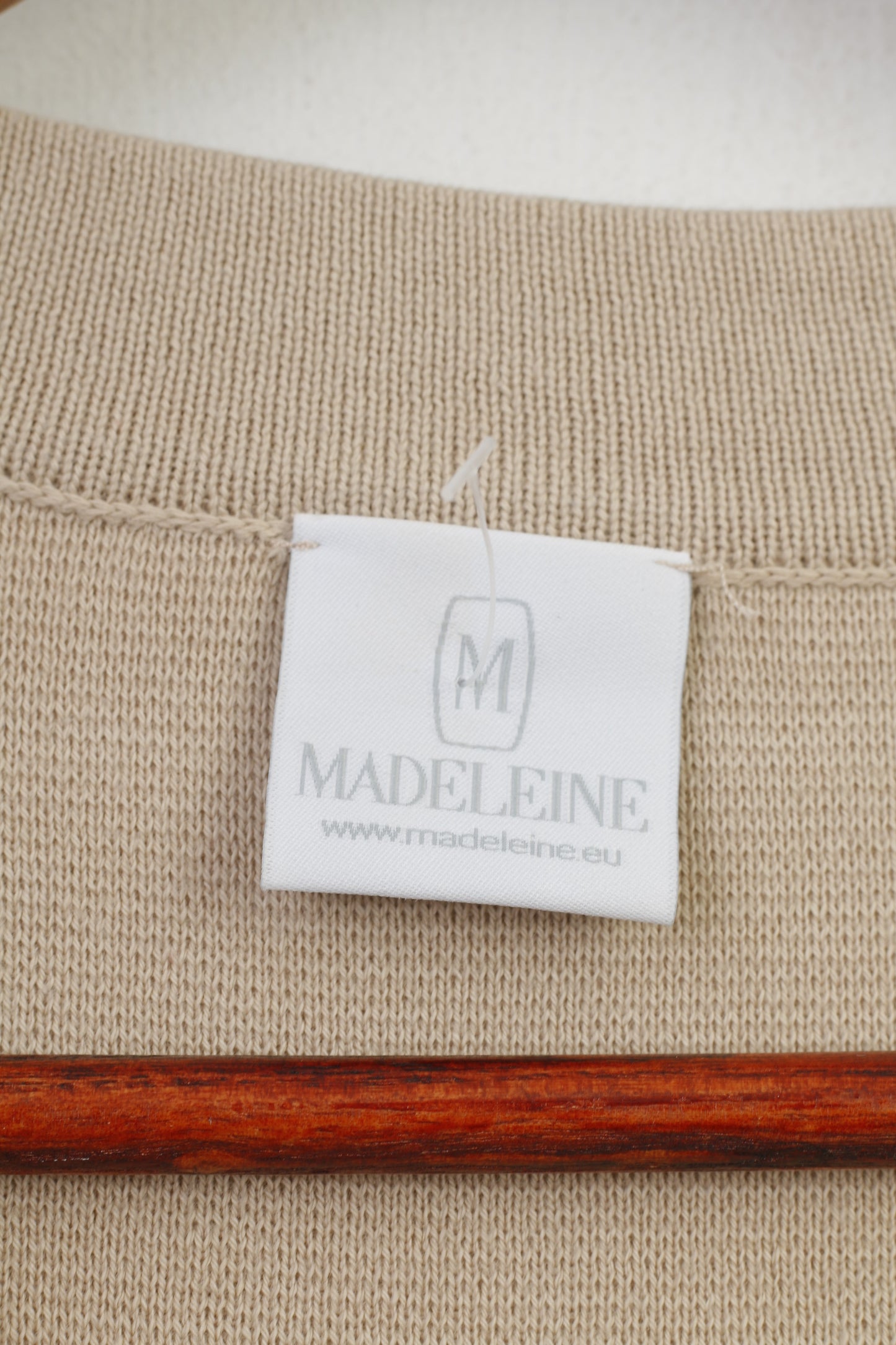 Madeleine Donna M 10/12 Canotta Camicia Beige Cotone Scollo a V Stampa geometrica