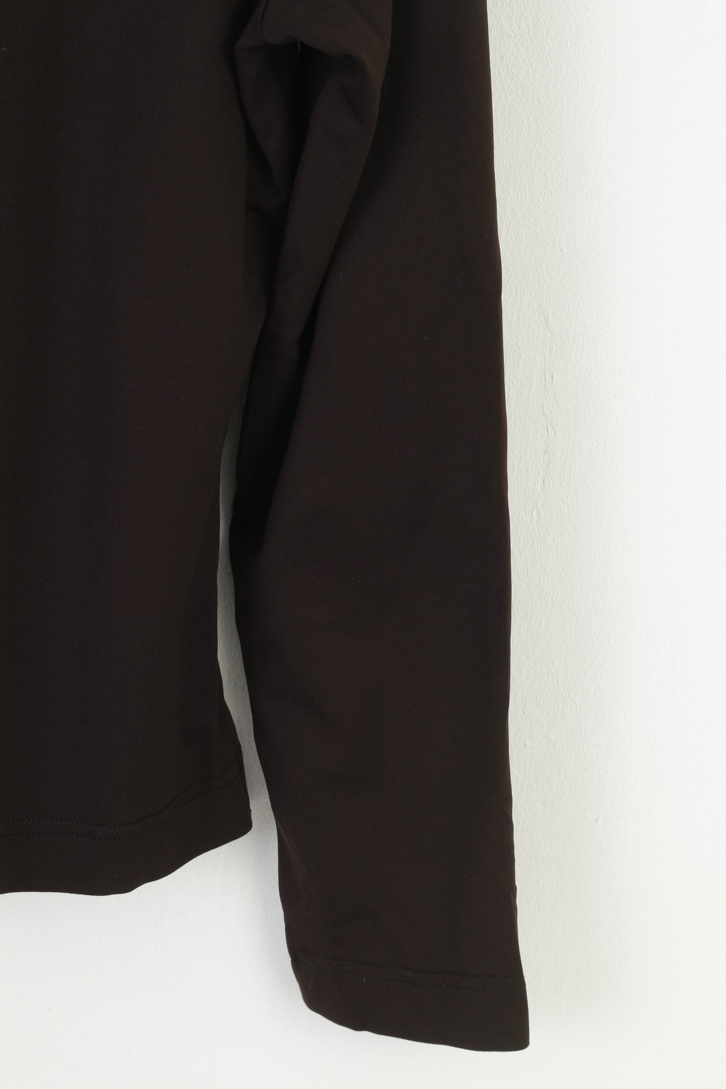 Marc Aurel Women 38 M Casual Shirt Brown Nylon Blouse Stretch Bottoms Collar Vintage Top