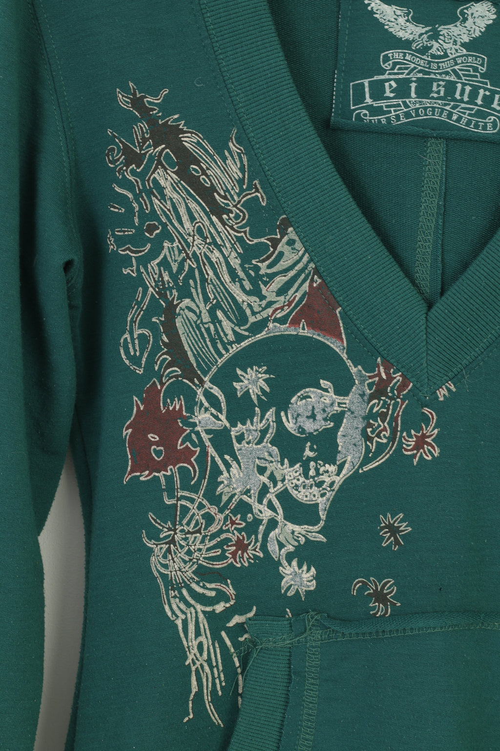 M.Elysse Femme M Sweat Vert À Capuche Longue Tunique Poche Kangourou Col V Haut Vintage