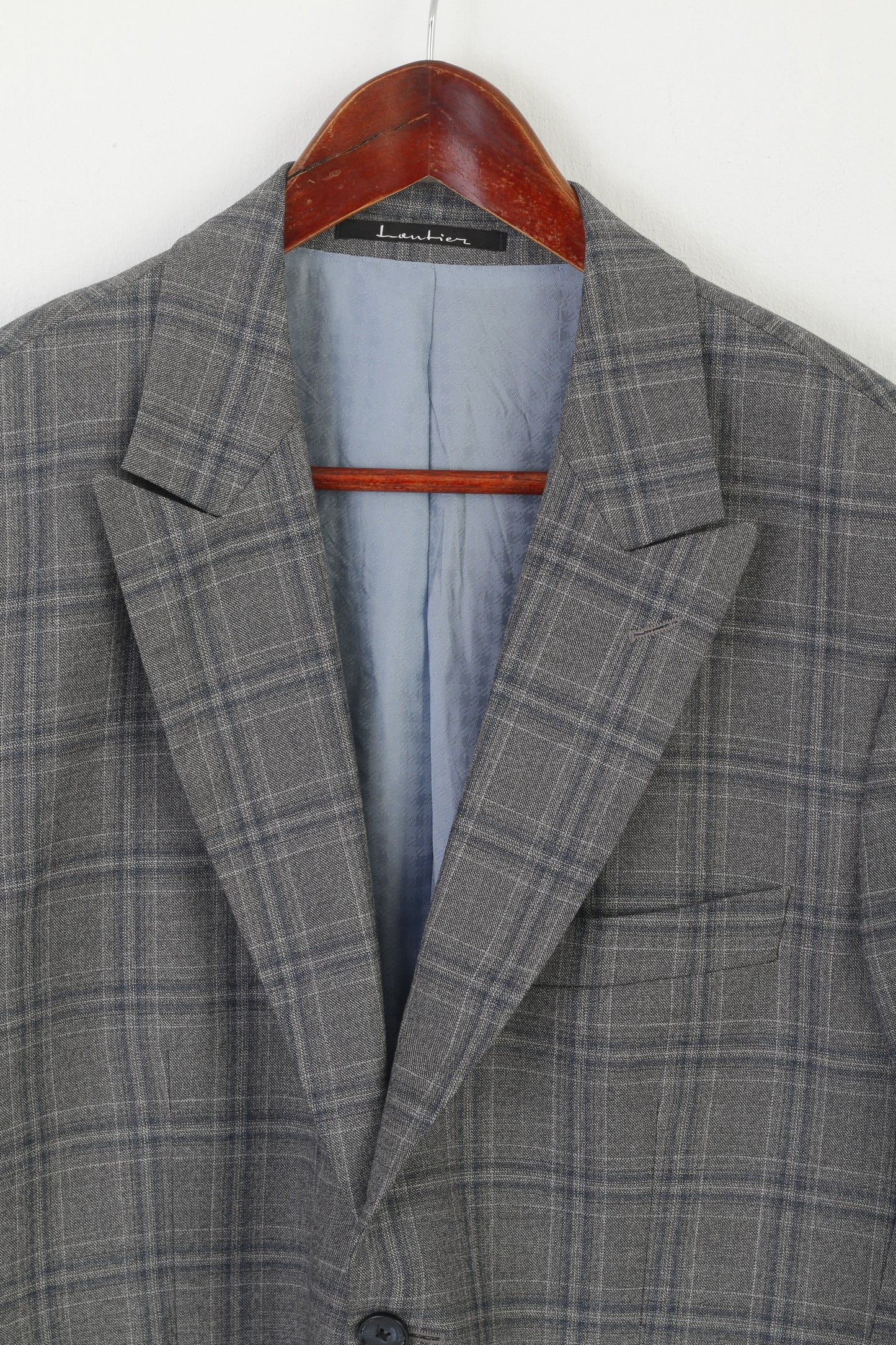 Lantier Guabello Men 42 52 Blazer Gray Check Super 130'S Vintage Jacket