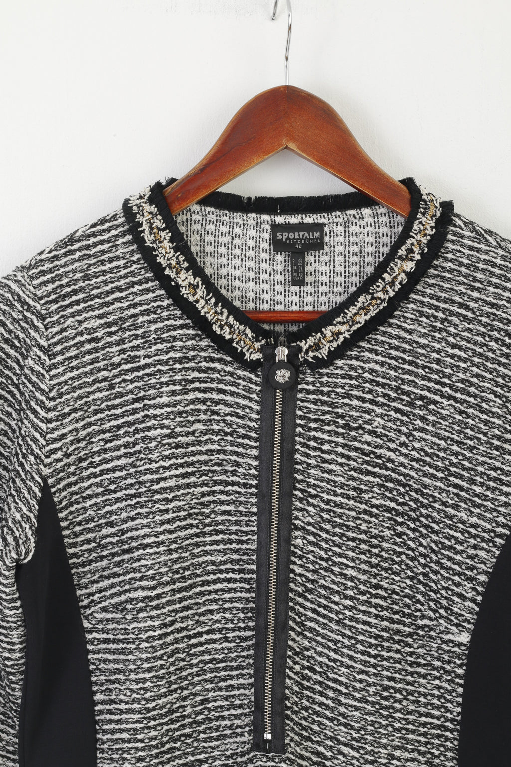 Robe Sportalm Kitzbühel 16 Noir Blanc Coton Vintage Stretch Rétro