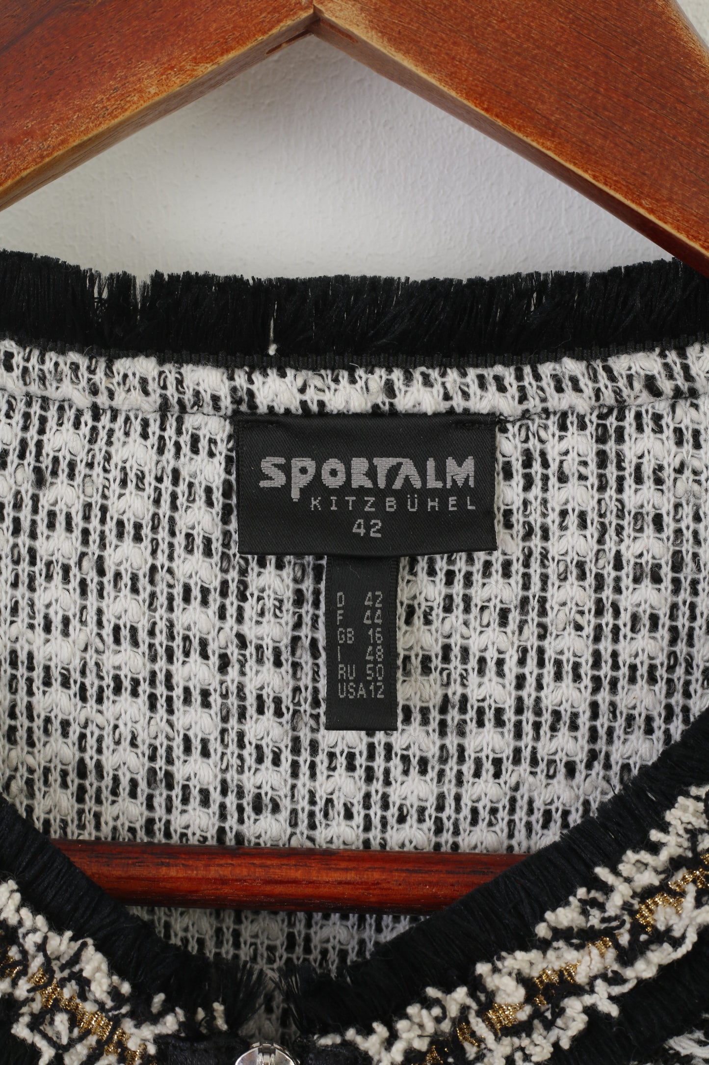 Sportalm Kitzbühel 16 Dress Black White Cotton Vintage Stretch Retro