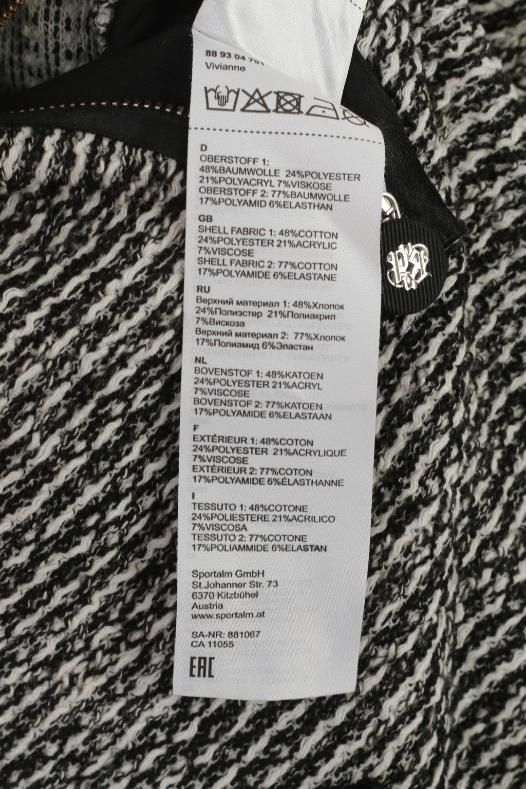 Robe Sportalm Kitzbühel 16 Noir Blanc Coton Vintage Stretch Rétro