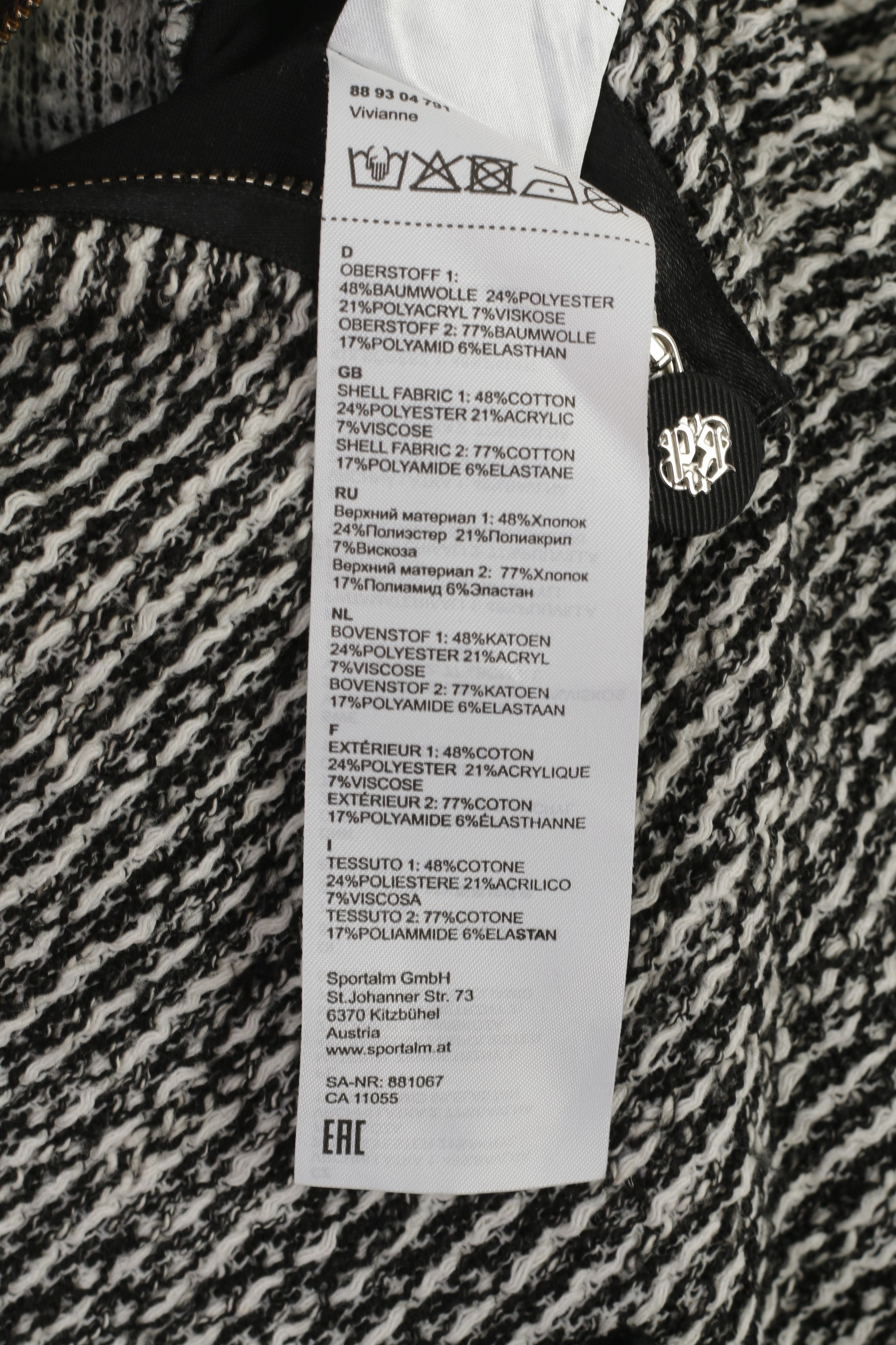 Sportalm Kitzbühel 16 Dress Black White Cotton Vintage Stretch Retro