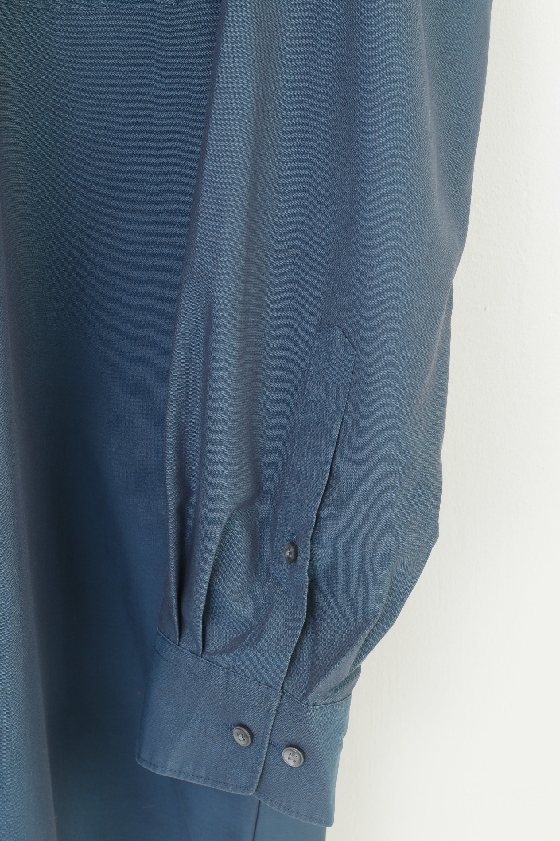 Olymp Luxor Men 17 43 2XL Casual Shirt Slim Line  Turquoise Long Sleeve Cotton Vintage Top