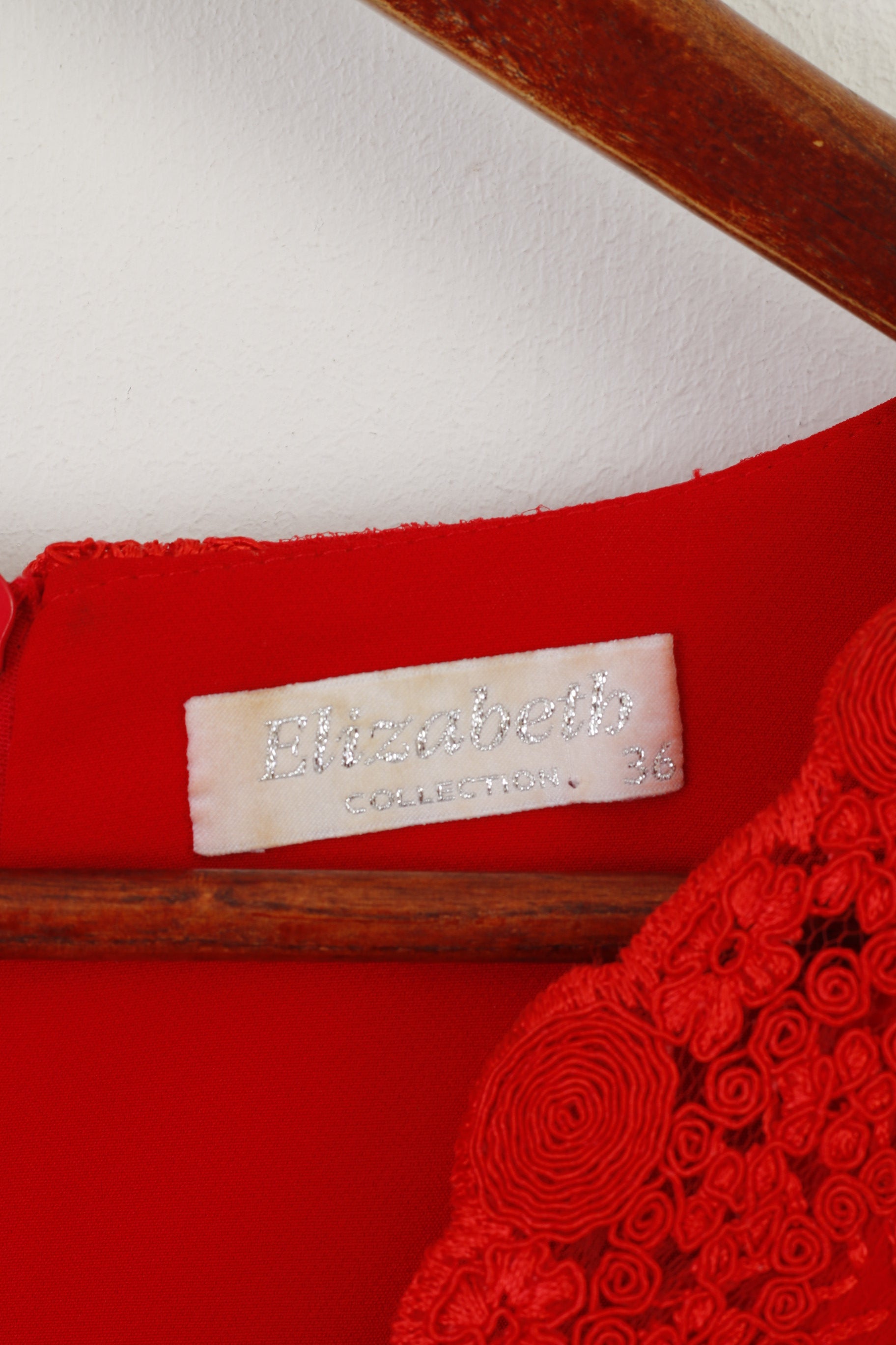 Elizabeth Collection Women 36 S Dress Red Lace Vintage Stretch Mini Elegant