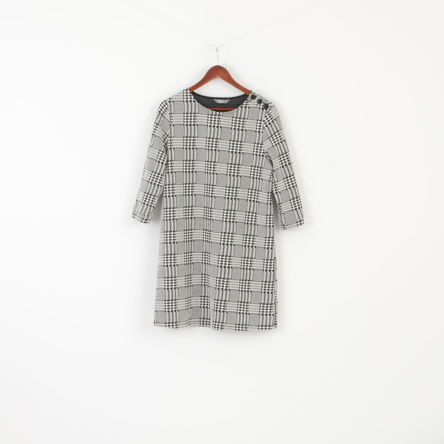 Nutmeg 14 Dress Black White Cotton Vintage Stretch Retro