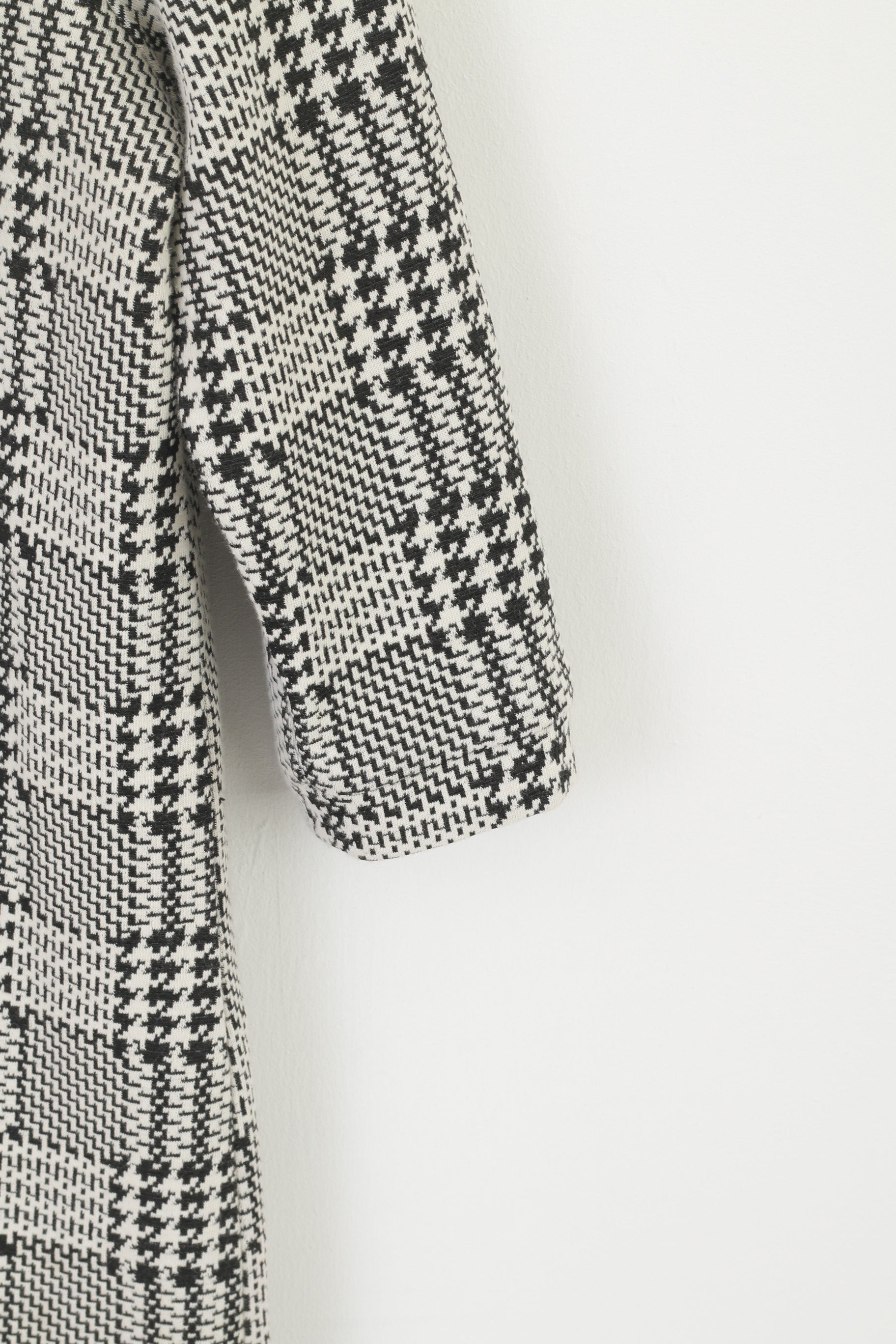 Nutmeg Women 14 M Dress Black White Cotton hHoundstooth Vintage Stretch Retro