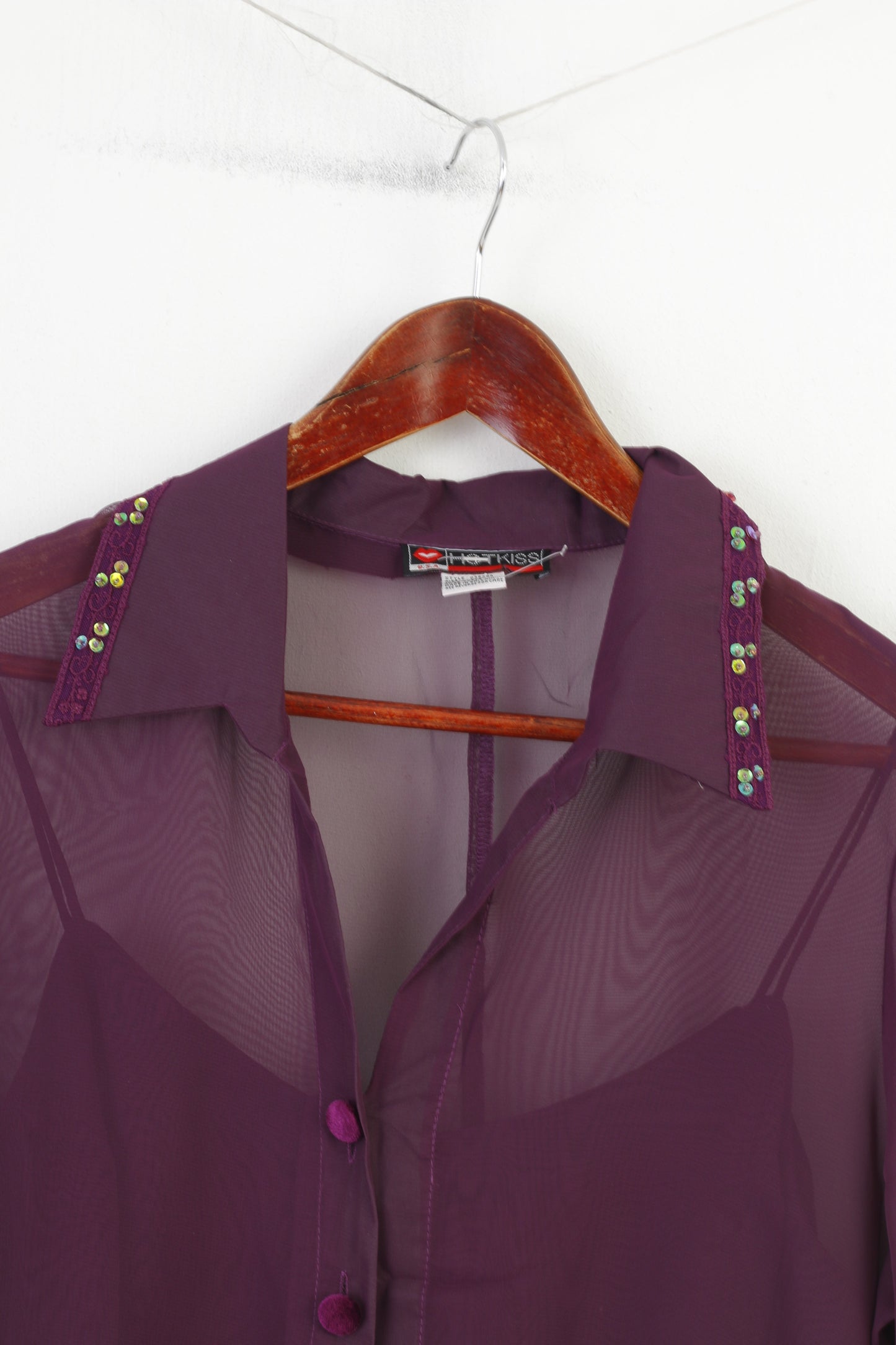 Hotkiss Women L Casual Shirt Spaghetti Straps Purple Plum Tank Top 2 Pieces Set Vintage Top