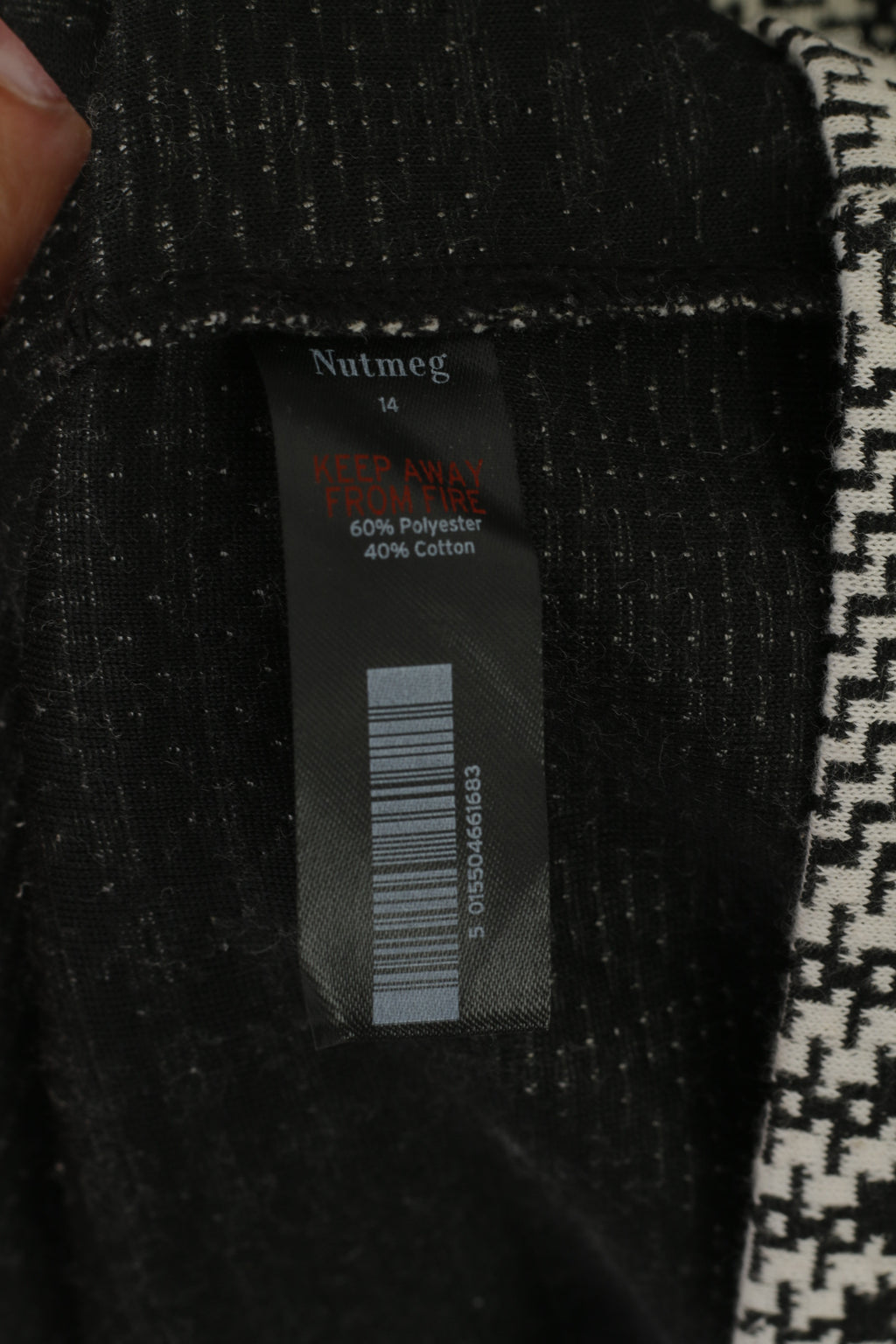 Nutmeg Women 14 M Dress Black White Cotton hHoundstooth Vintage Stretch Retro