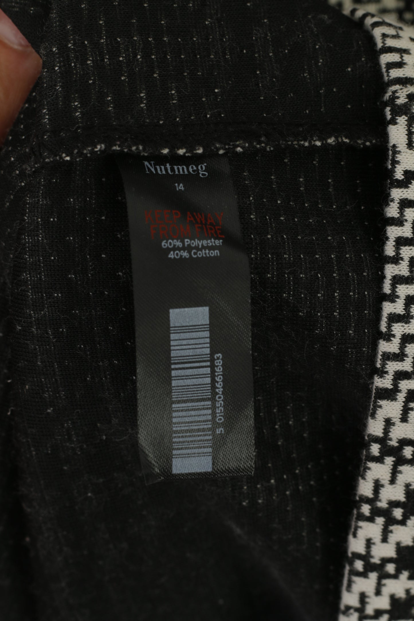 Nutmeg Femmes 14 M Robe Noir Blanc Coton pied-de-poule Vintage Stretch Rétro
