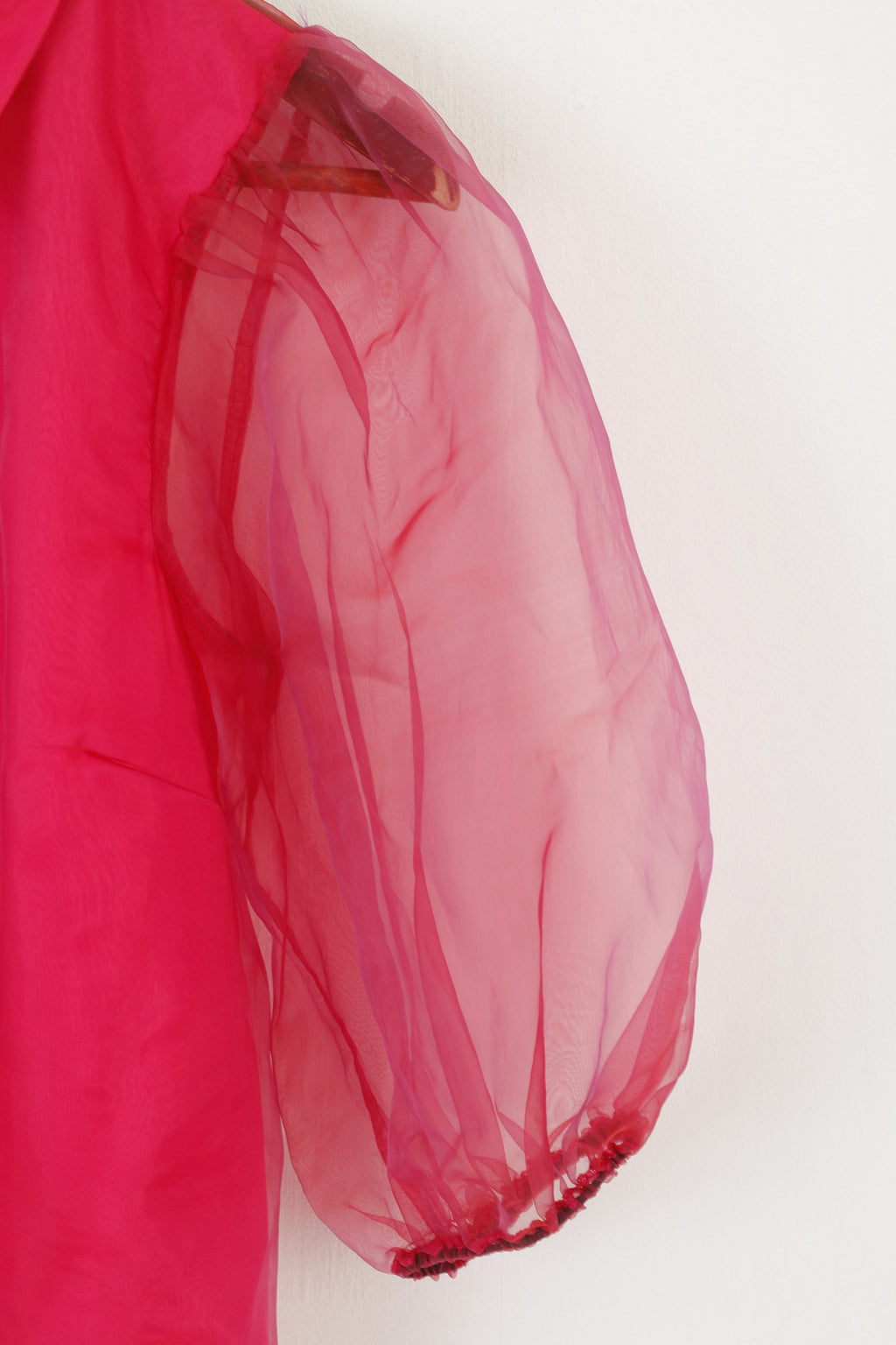 Novità di Very Pink Camicia da donna 10 S Top in materiale rosa trasparente stile retrò