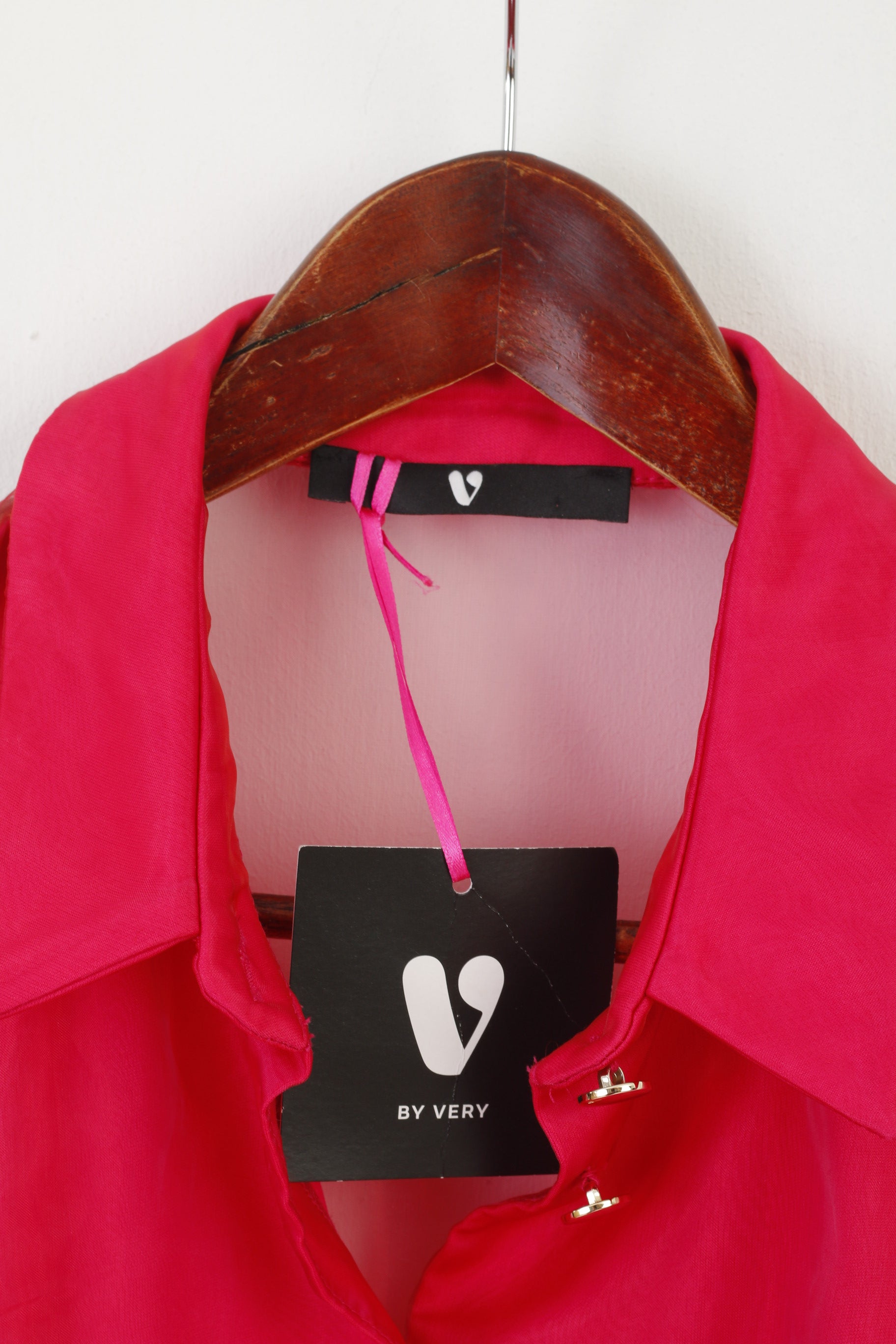 New By Very Pink Women 10 S Shirt Pink Transparent Material Retro Style Top