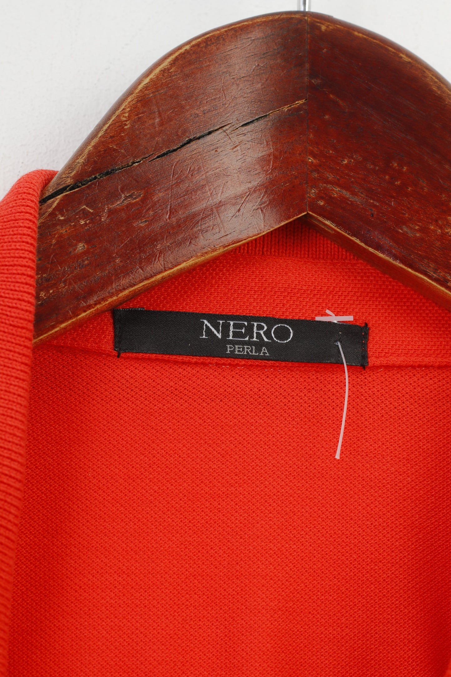 Nero Perla Men L Polo Shirt Orange Detailed Buttons Classic Short Sleeve Vintage Collar Top