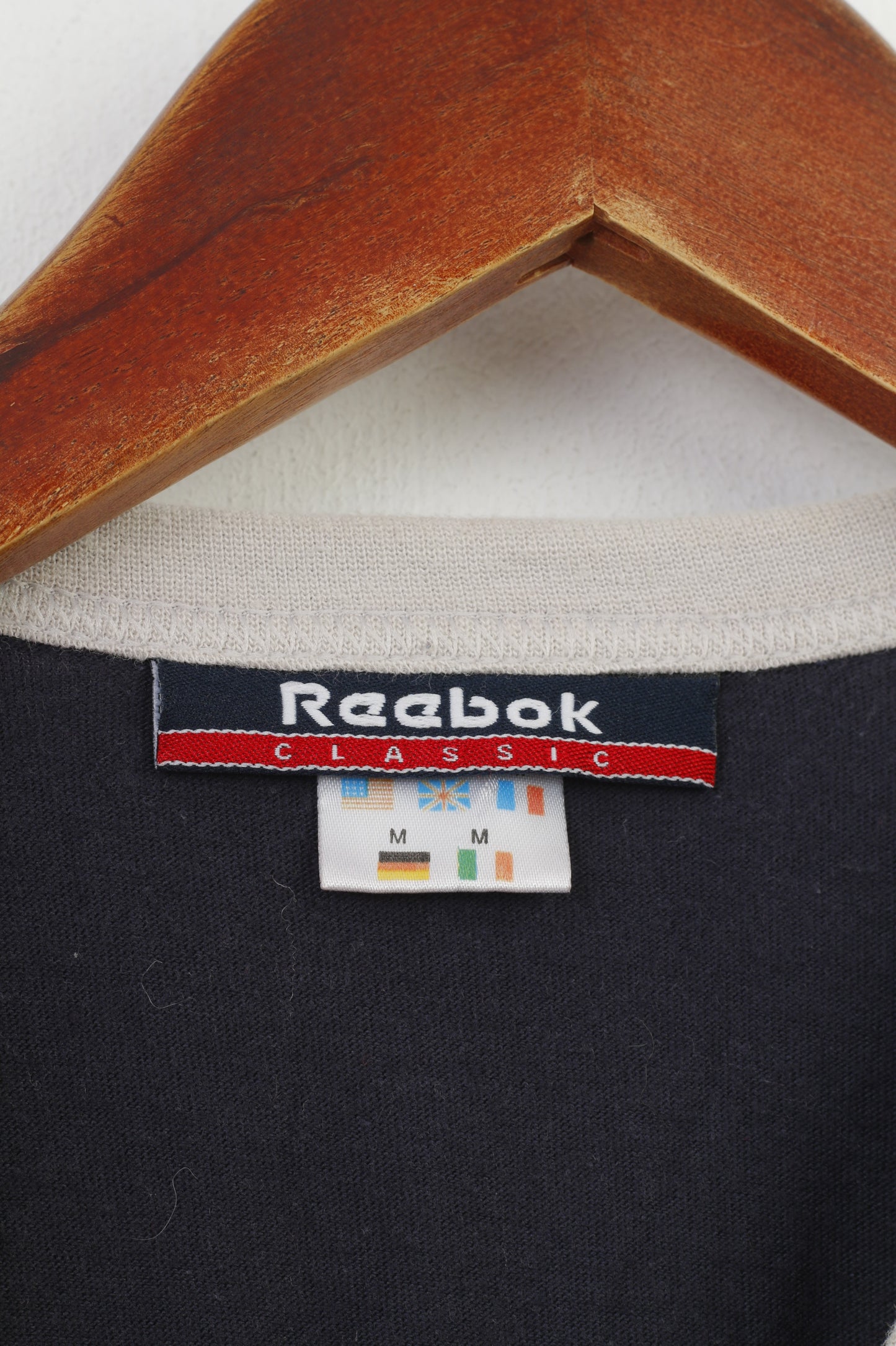 Maglietta Reebok Classic da donna M. Top girocollo vintage in cotone blu scuro