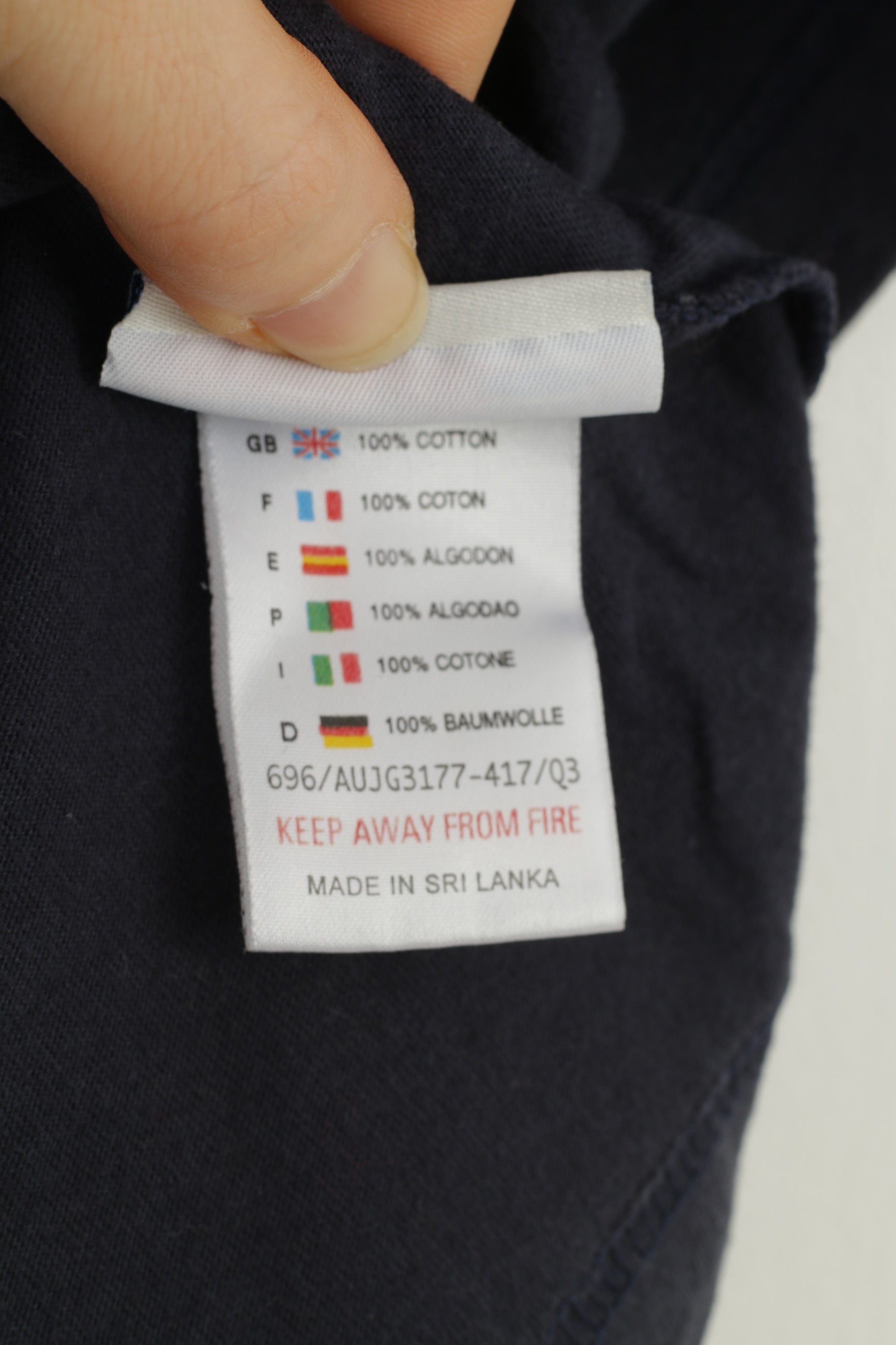 Reebok Classic Femmes M Chemise Marine Coton Angleterre Vintage Ras Du Cou Haut