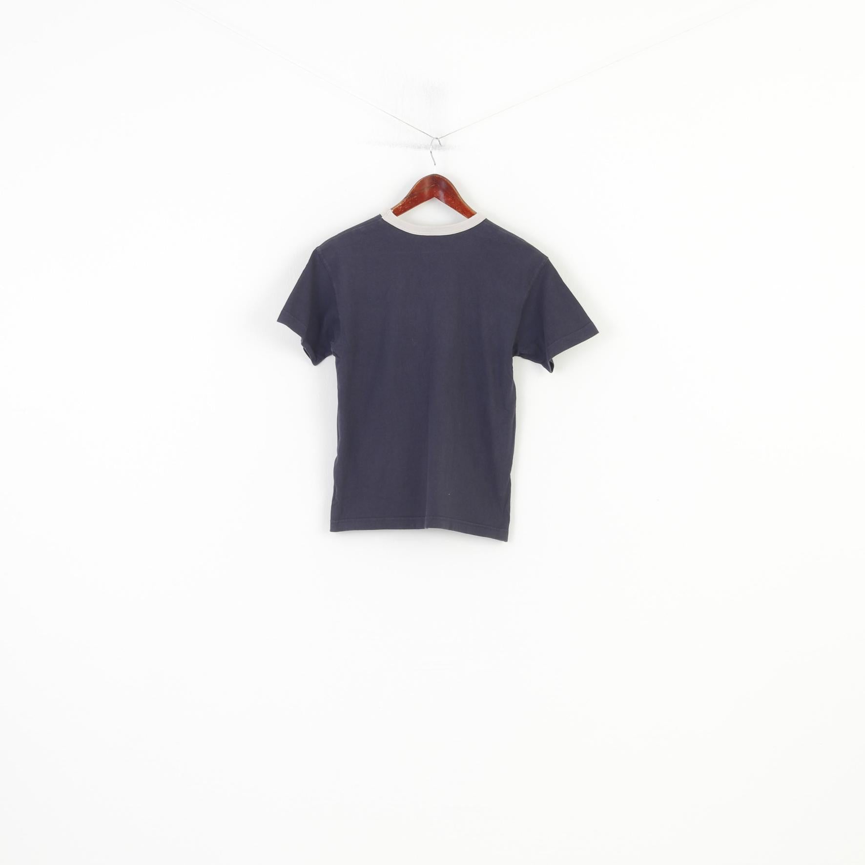 Reebok Classic Femmes M Chemise Marine Coton Angleterre Vintage Ras Du Cou Haut