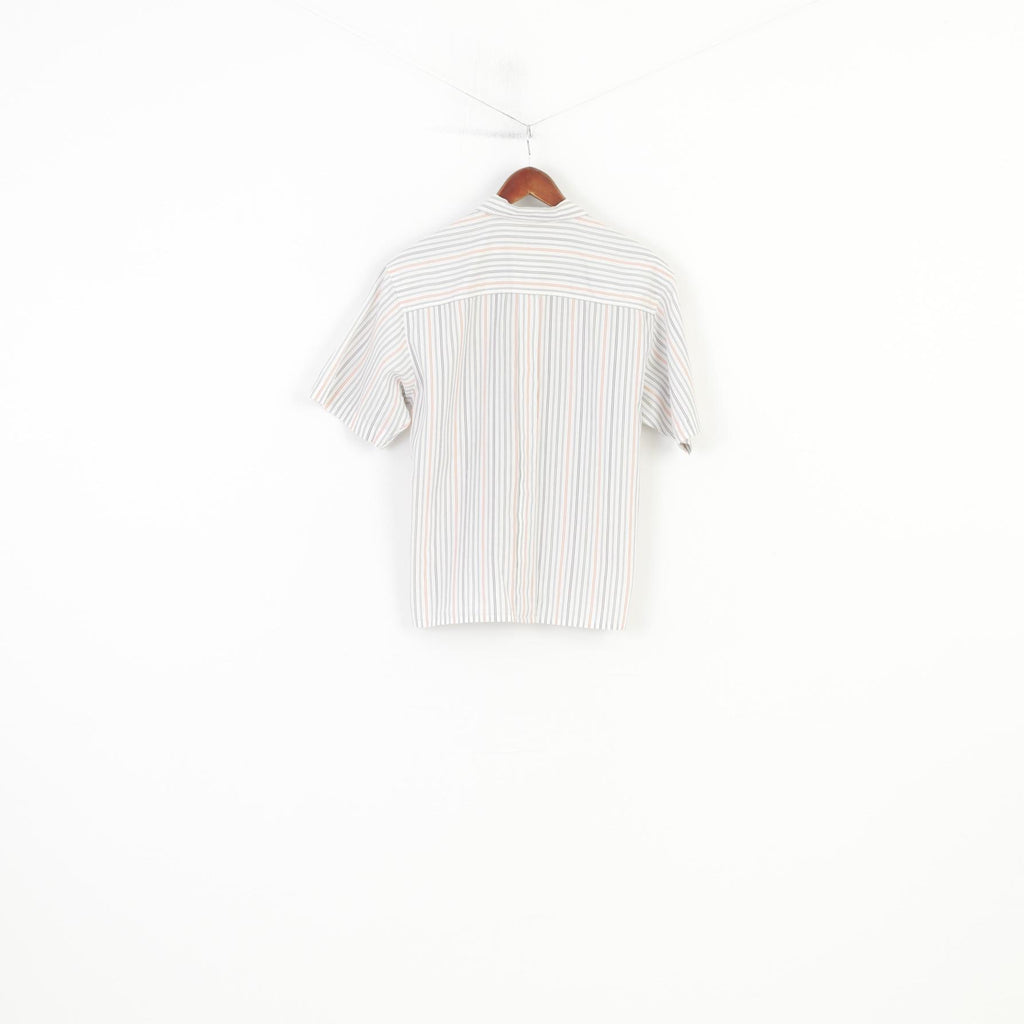 Jaeger Donna M Camicia Casual Top Classico a Maniche Corte in Cotone a Righe Bianche