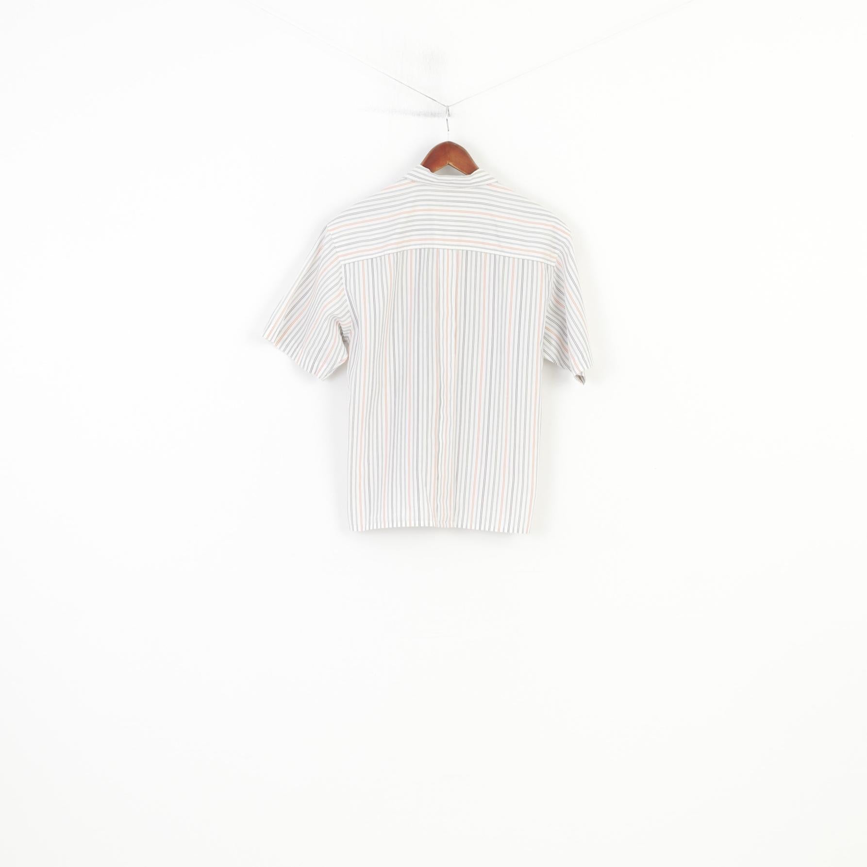 Jaeger Donna M Camicia Casual Top Classico a Maniche Corte in Cotone a Righe Bianche