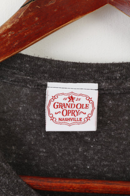 Grandole Nashville Women L T-Shirt Grey Cotton Graphic Grand Ole Opry Top