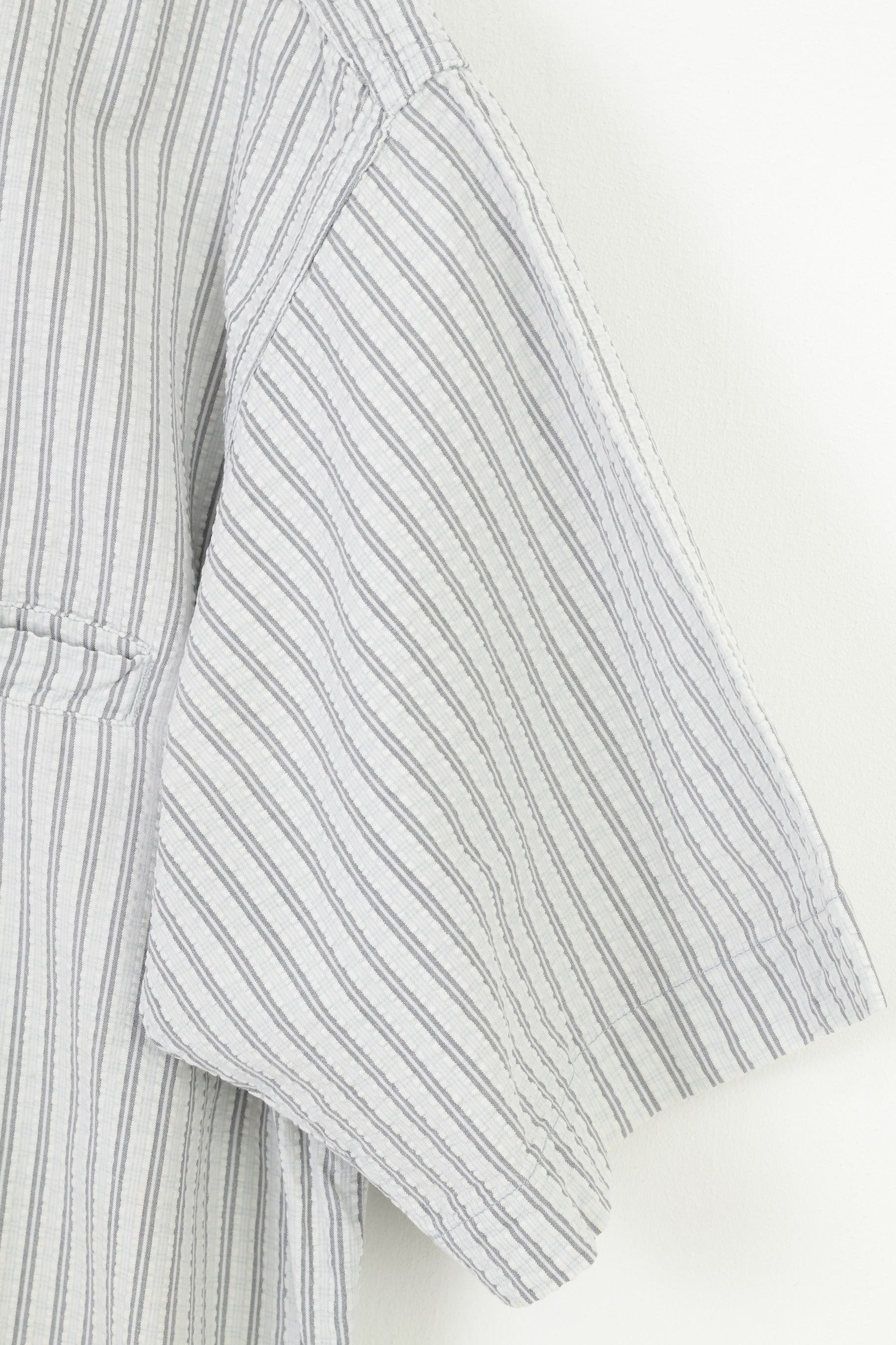 Sprayway Camicia casual da uomo L Top da escursionismo con colletto a maniche corte in cotone grigio chiaro a righe