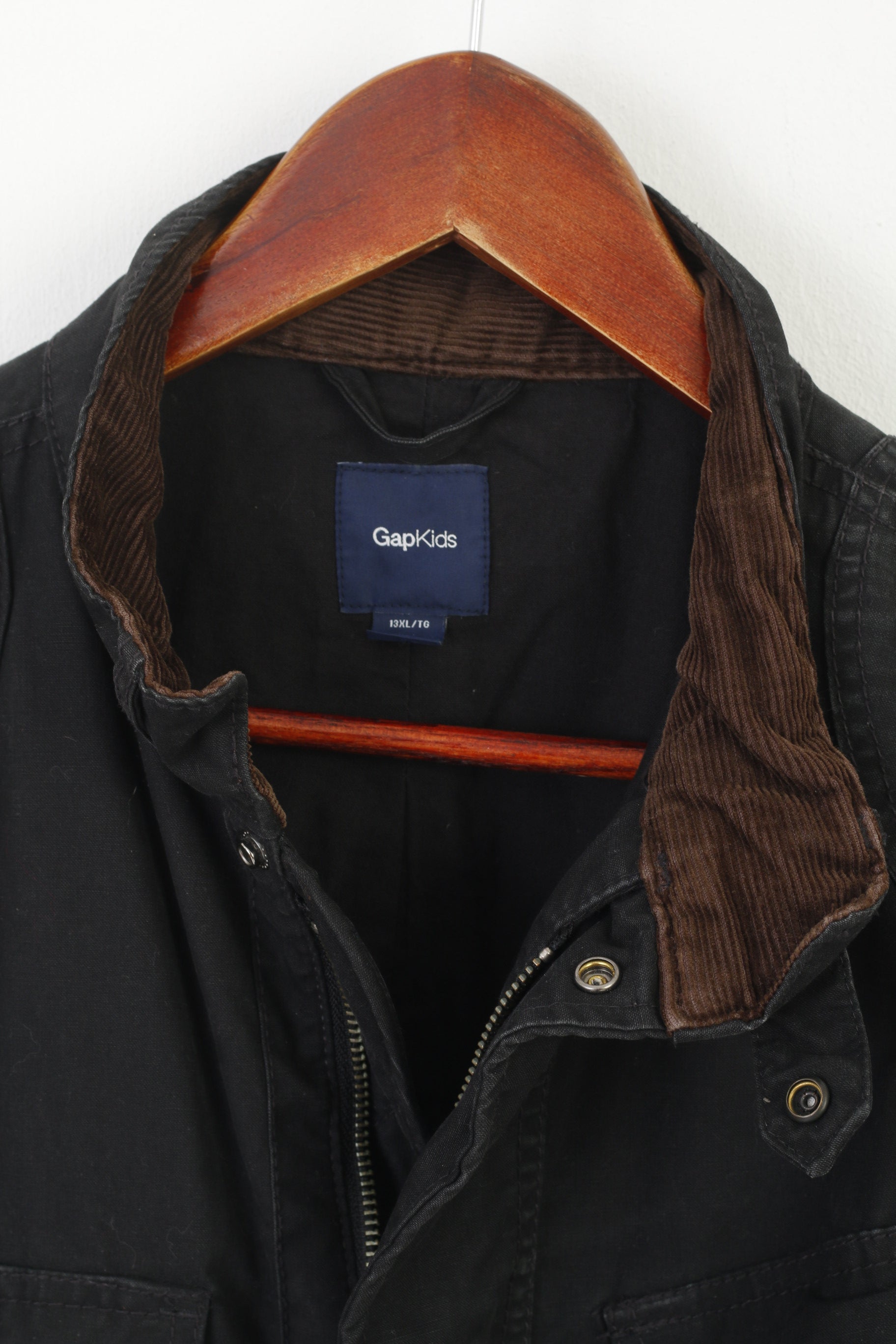 Gap Enfants Garçons XXL 16 Âge Veste Noir Coton Rembourré Style Rewind Zip Up Top