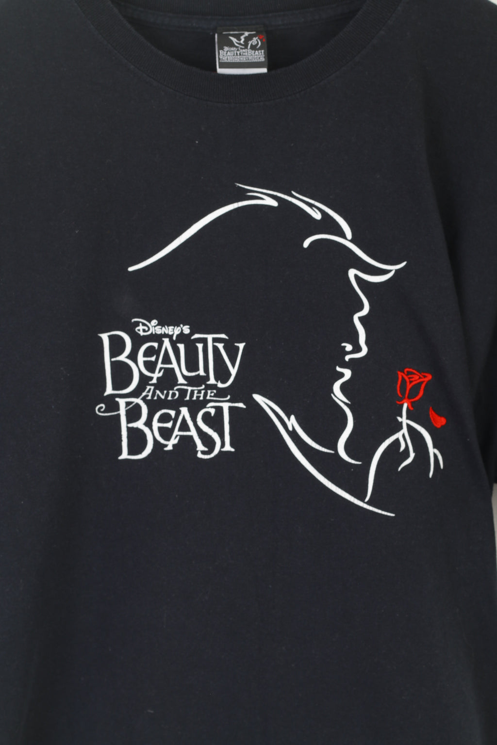 Disney Beaty et la bête hommes XL chemise noir coton graphique Rose haut classique