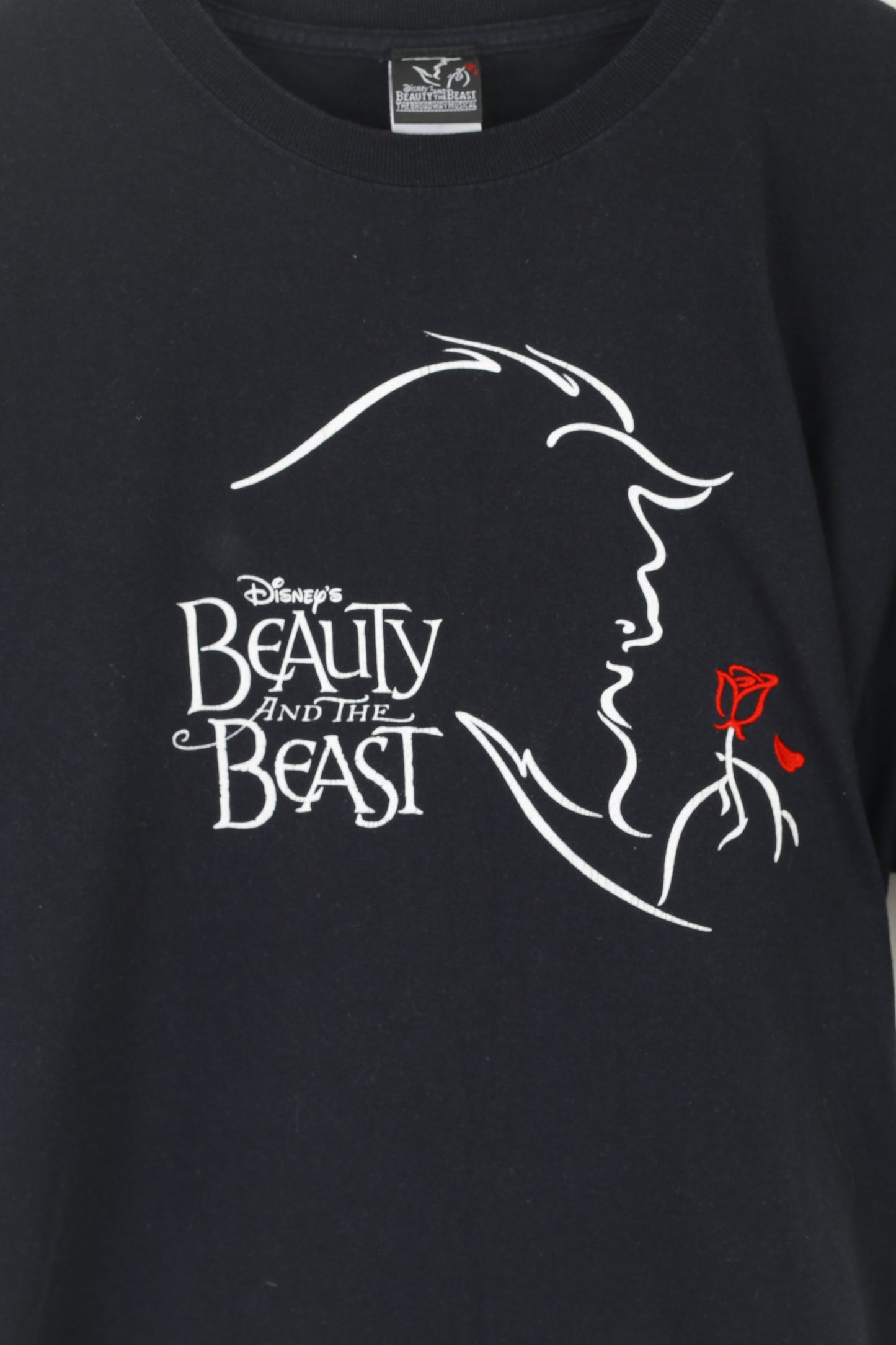 Disney Beaty et la bête hommes XL chemise noir coton graphique Rose haut classique