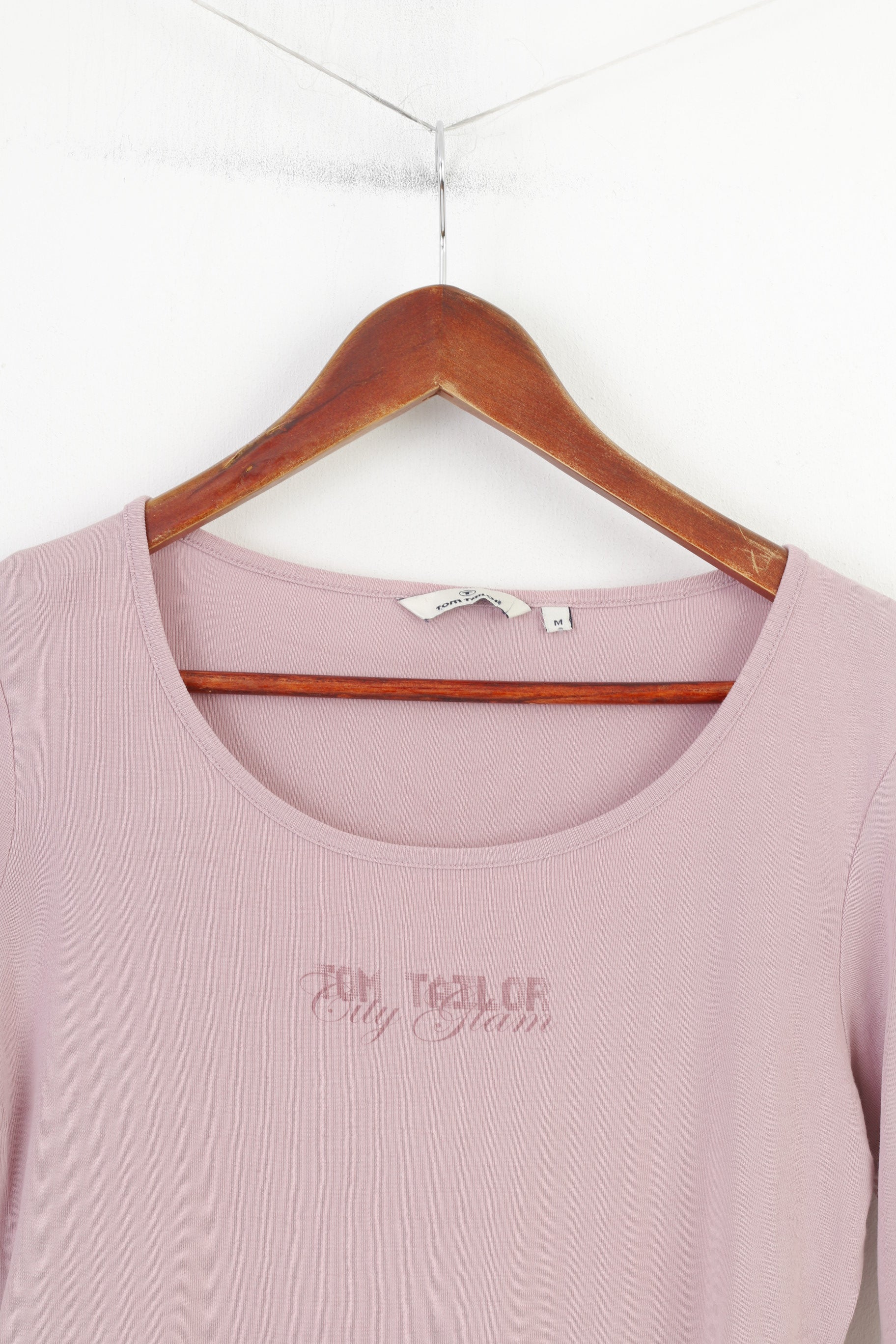 Tom Tailor Femme M Chemise Rose City Glam Haut en coton Manches 7/8 Col rond Haut 