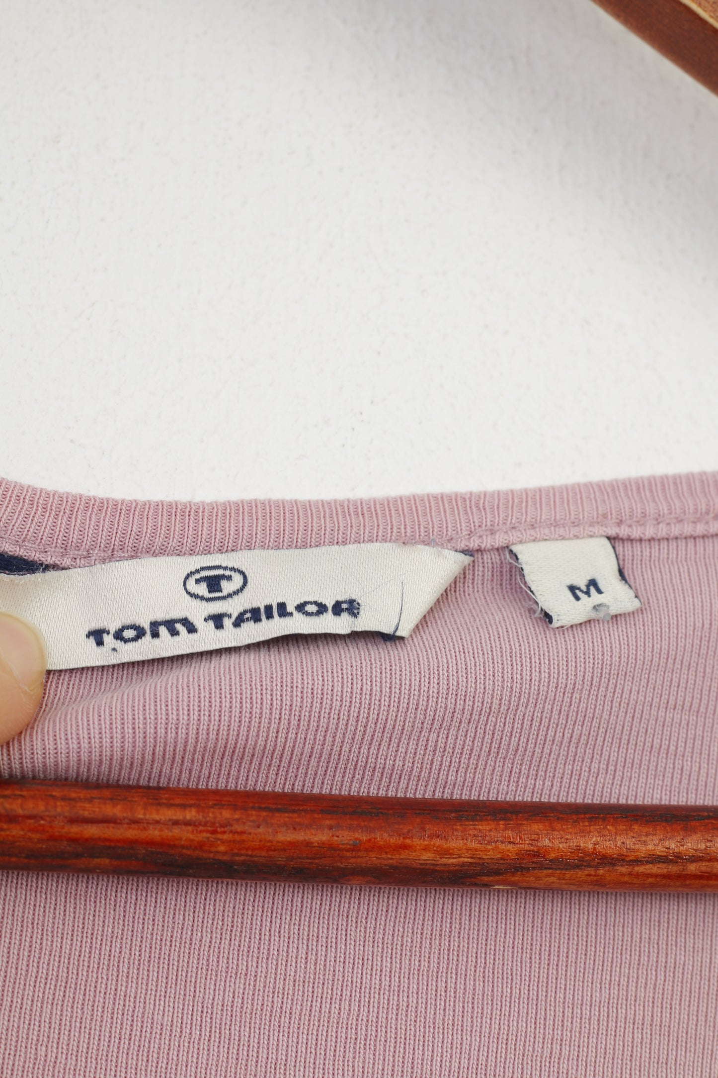 Tom Tailor Maglietta da donna M Top in cotone rosa City Glam Top con maniche a 7/8 e girocollo 