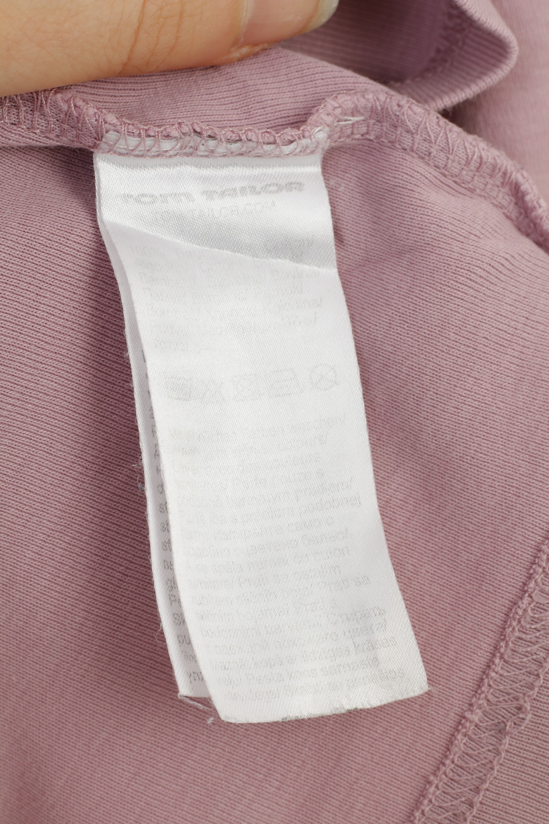 Tom Tailor Women M Shirt Pink City Glam Cotton Top 7/8 Sleeve Crew Neck Top