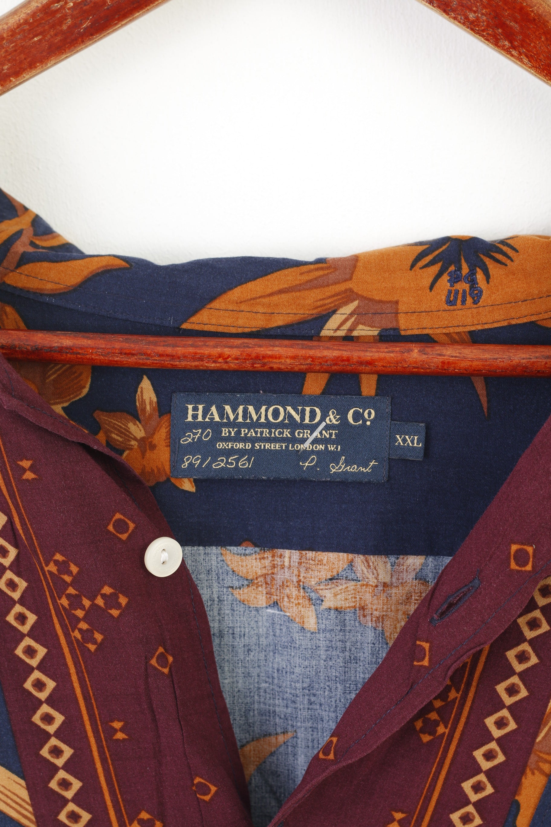 Hammond \u0026 Co Men XXL Casual Shirt Navy Floral Viscose Vintage Short Sl