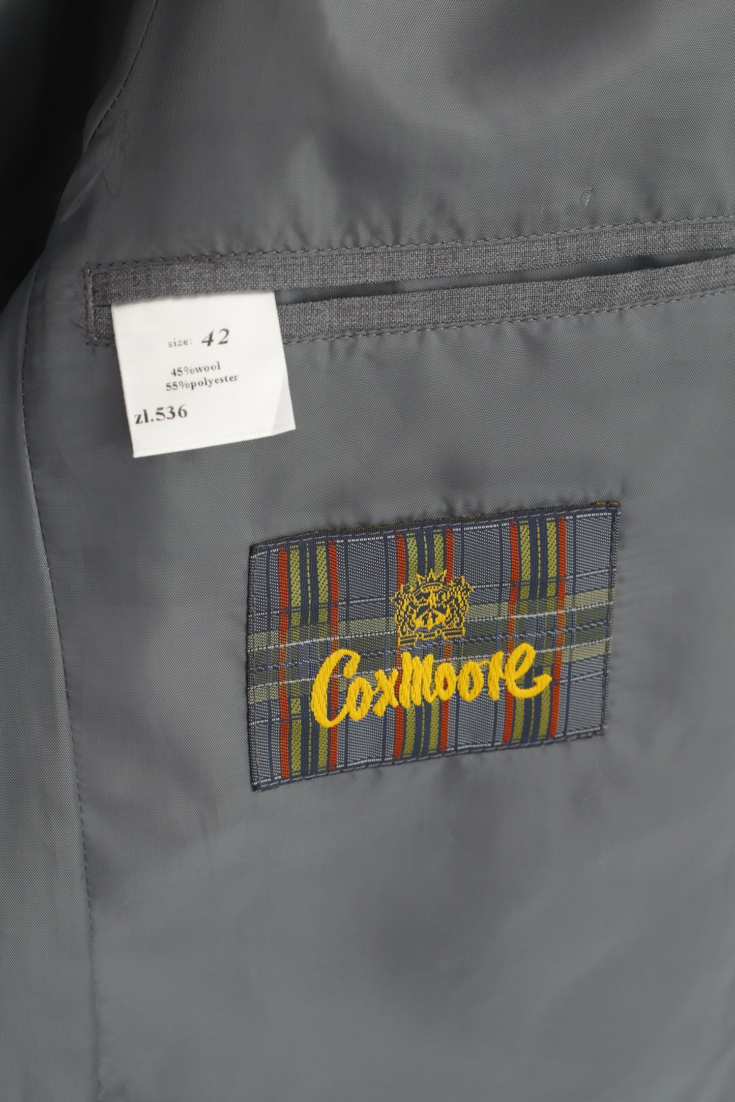 Coxmoore Men 42 Blazer Grey Wool Vintage Single Breasted Jacket