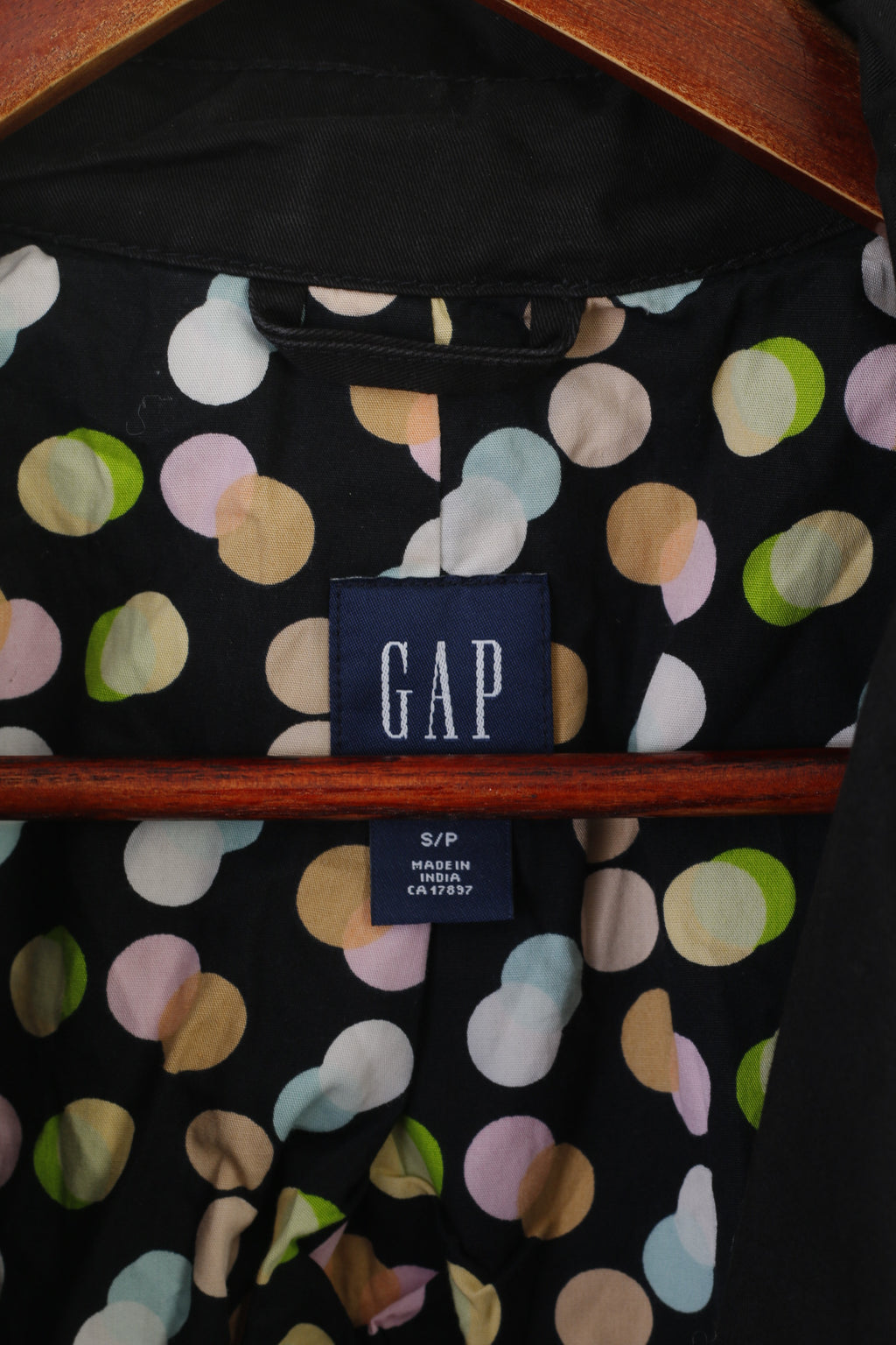 Gap femmes S manteau noir coton Design décontracté points Vintage ceinturé haut