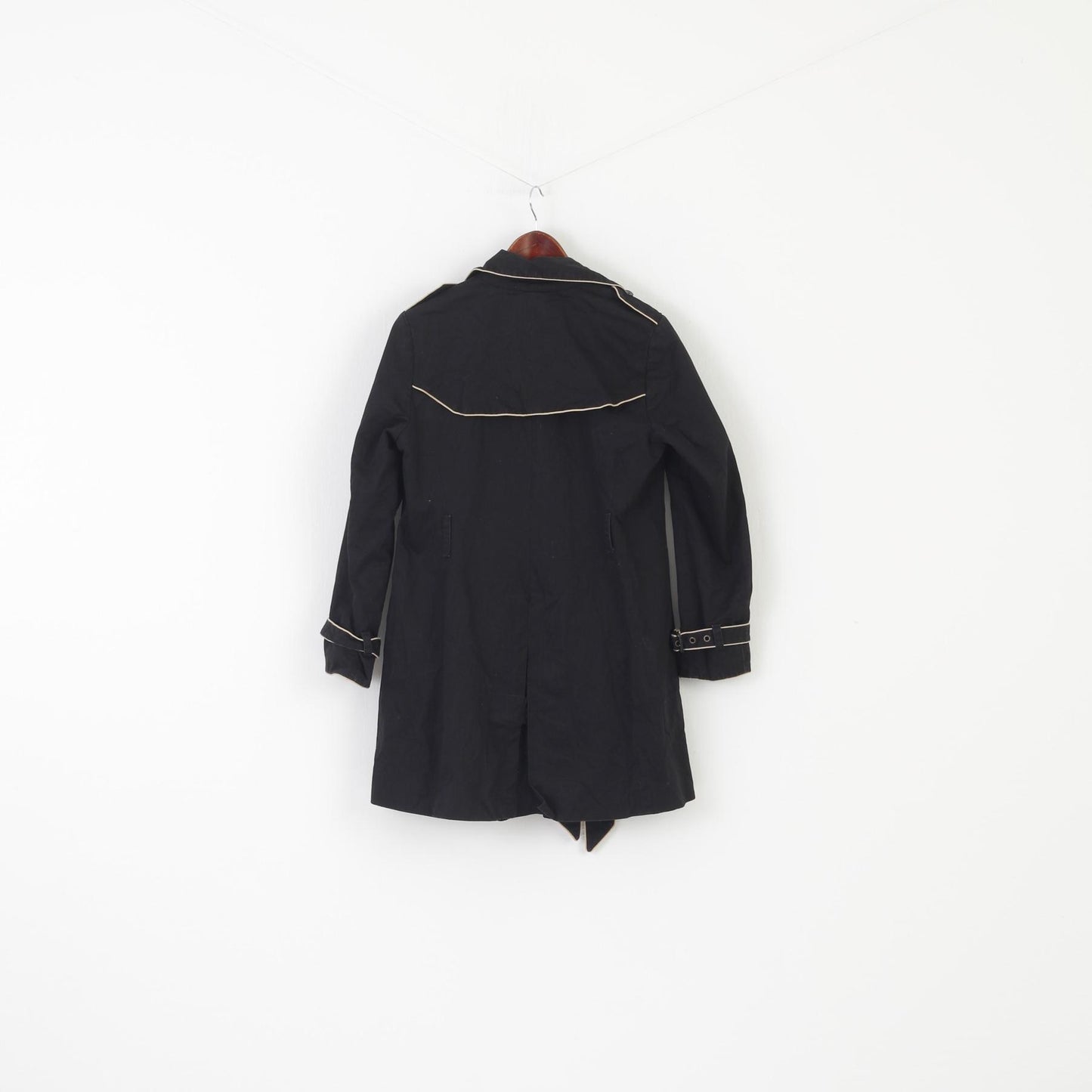 Gap femmes S manteau noir coton Design décontracté points Vintage ceinturé haut