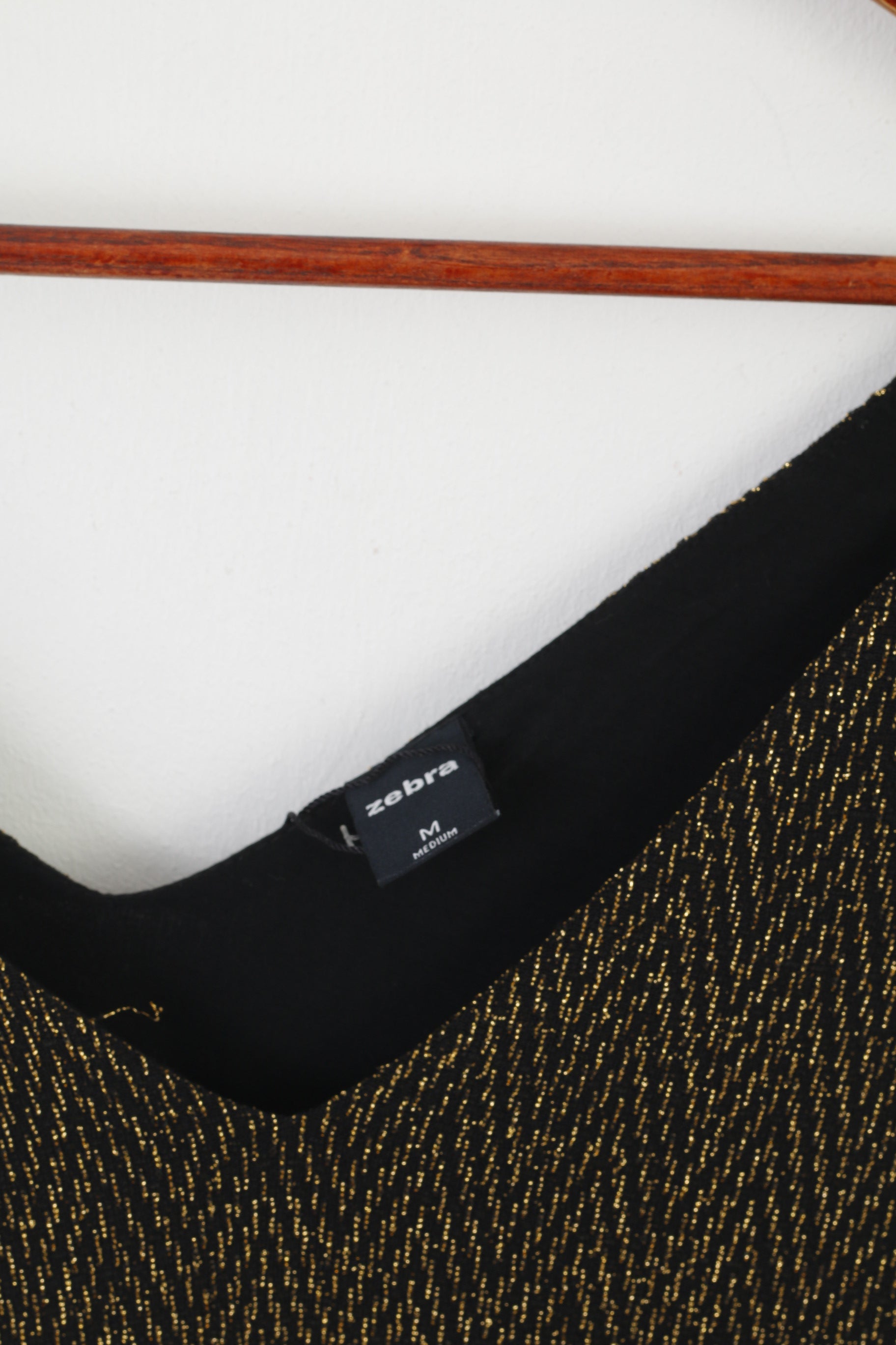 Zebra Women M Dress Black Gold Elegant Sleeveless